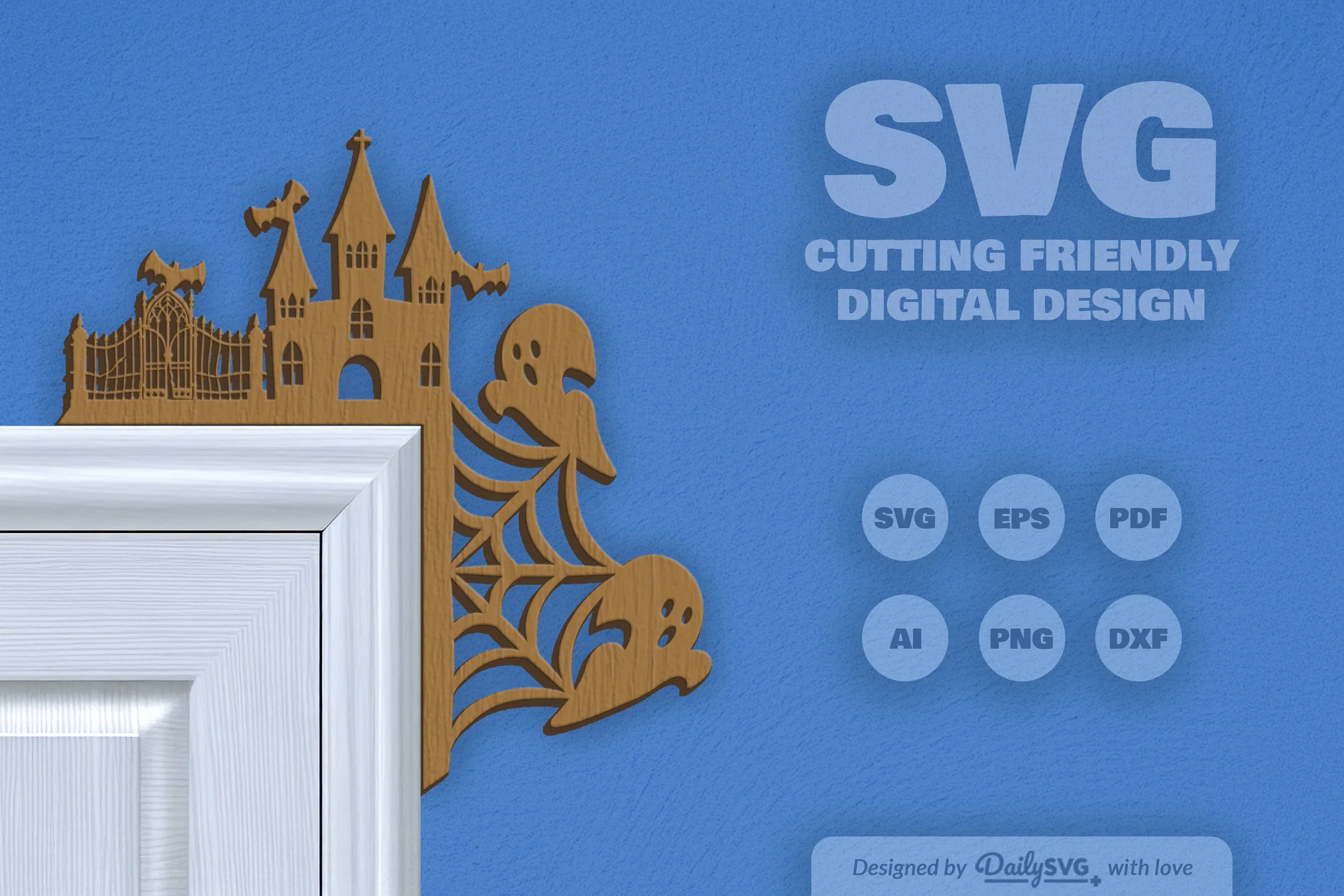 Halloween Door Corner Laser Cut Clipart SVG Bundle - Image 3