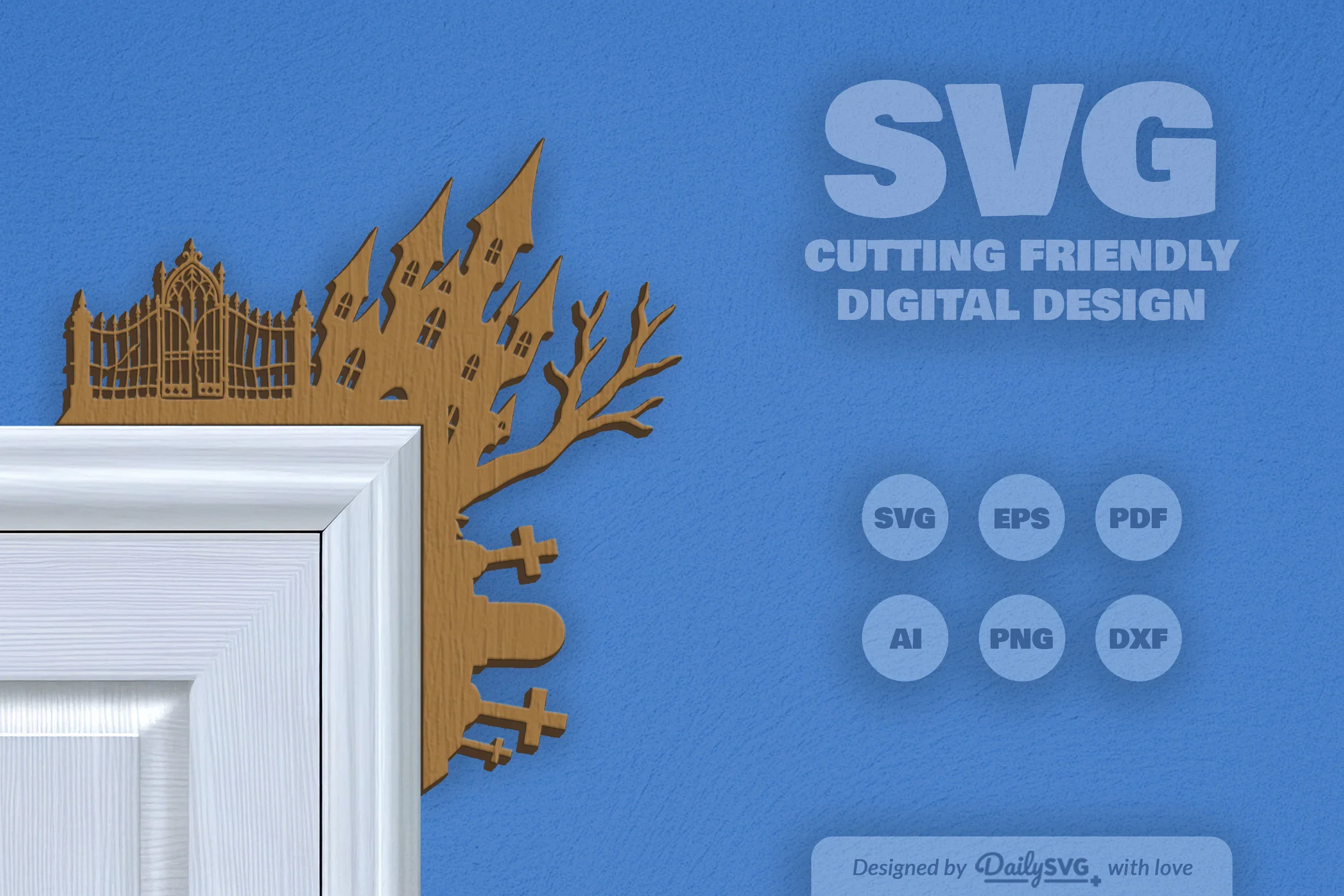 Halloween Door Corner Laser Cut Clipart SVG Bundle - Image 6