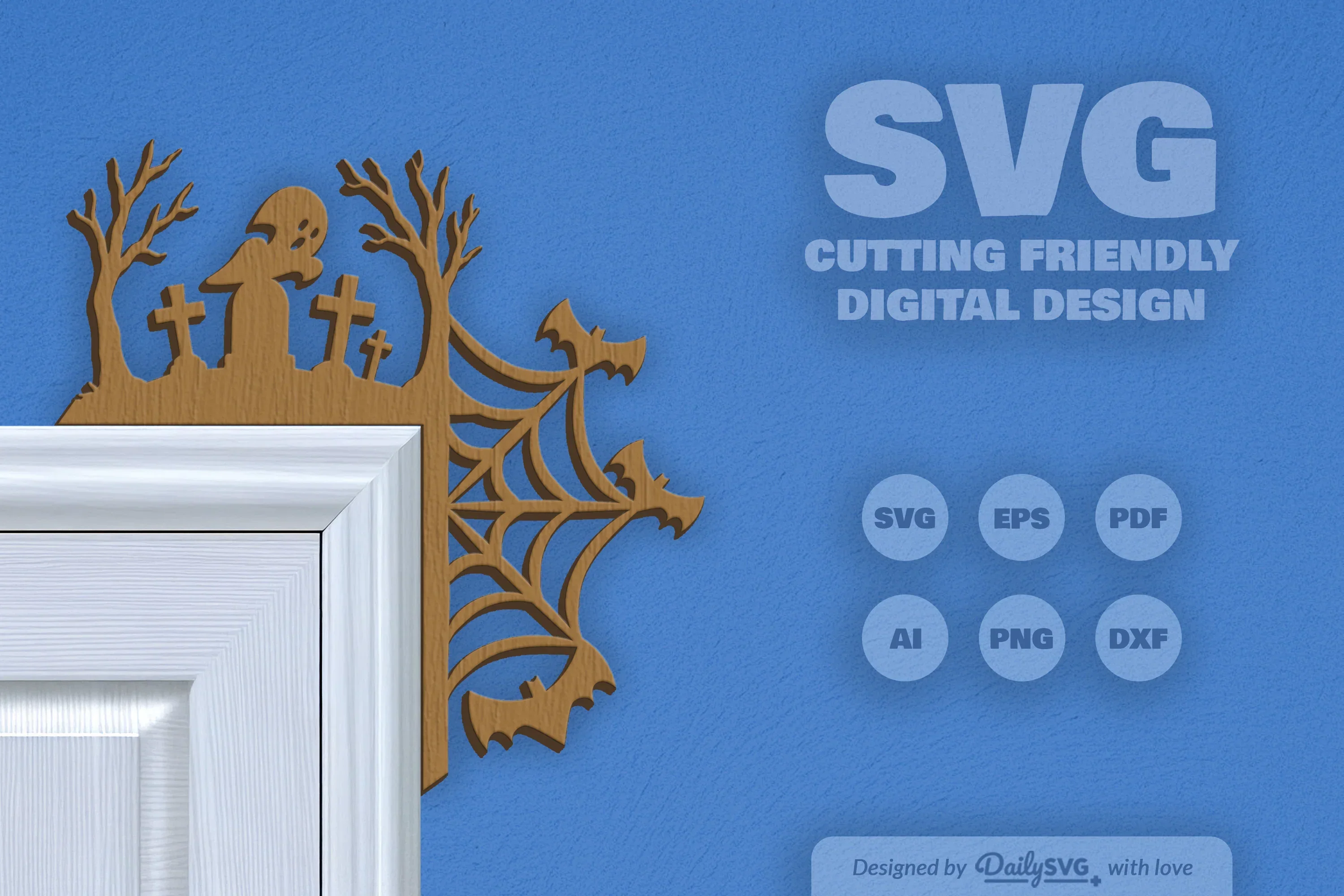Halloween Door Corner Laser Cut Clipart SVG Bundle - Image 7