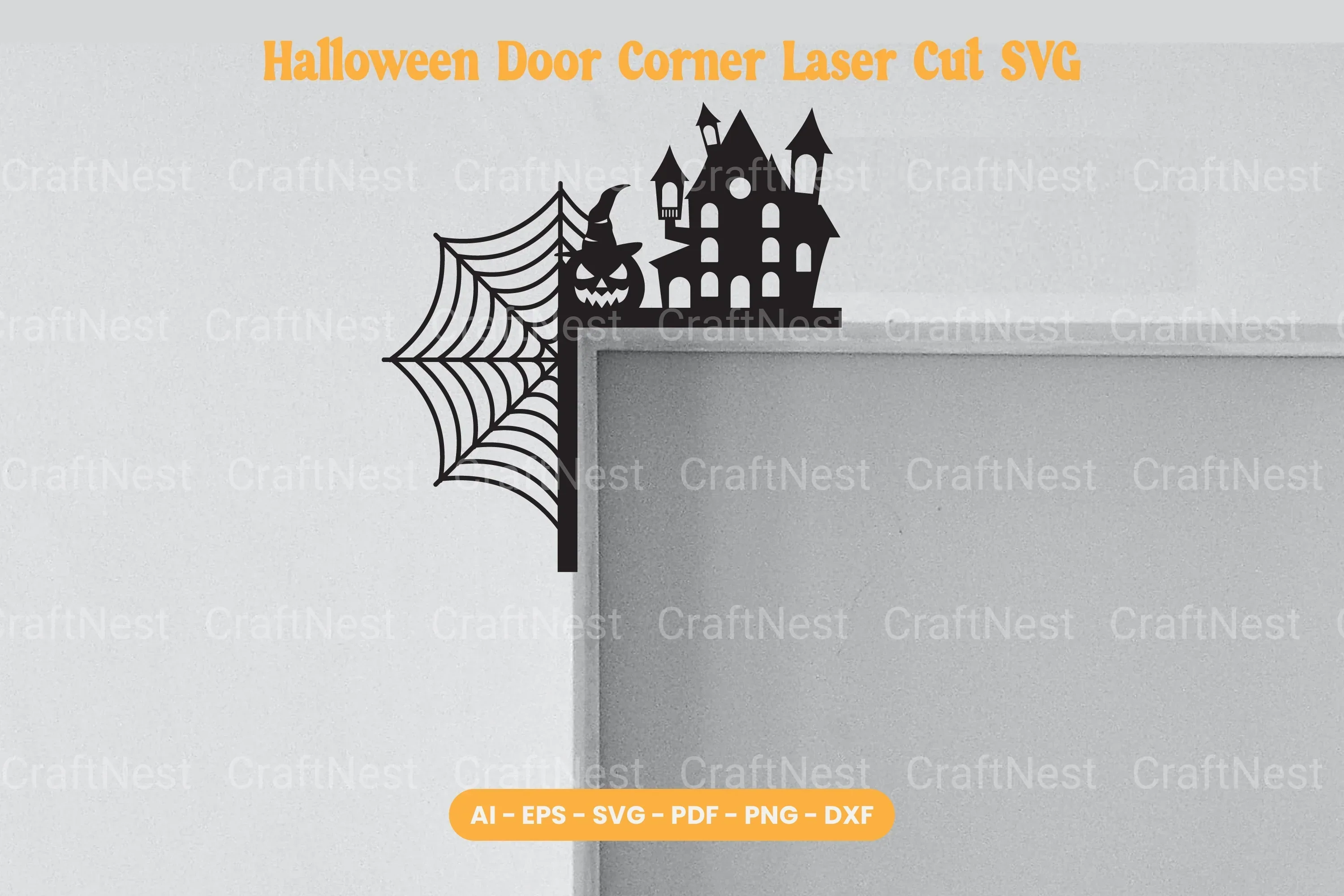 Halloween Door Corner Laser Cut SVG Bundle - Clipart Bundle