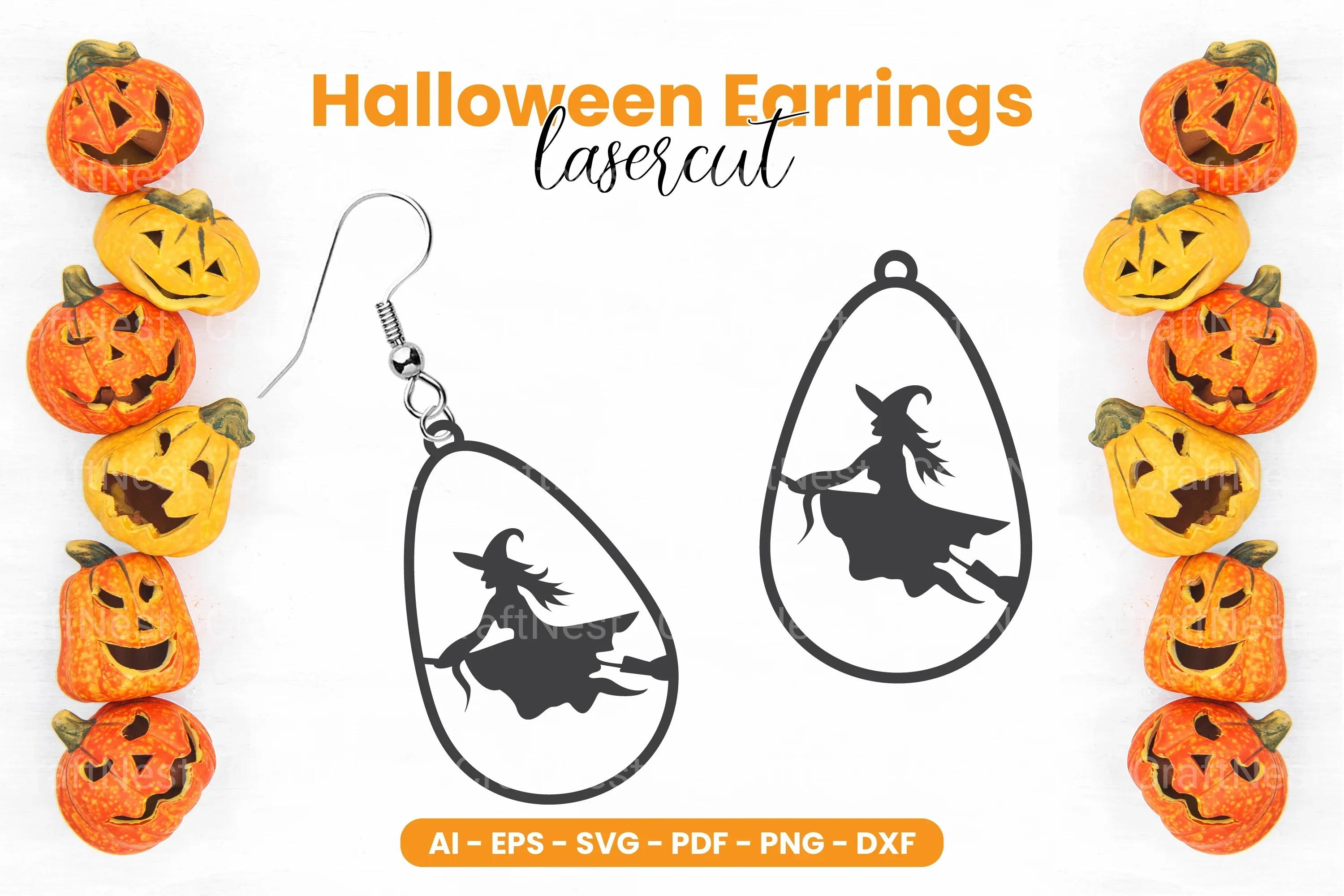 Halloween Earring Laser Cut SVG Bundle Clipart