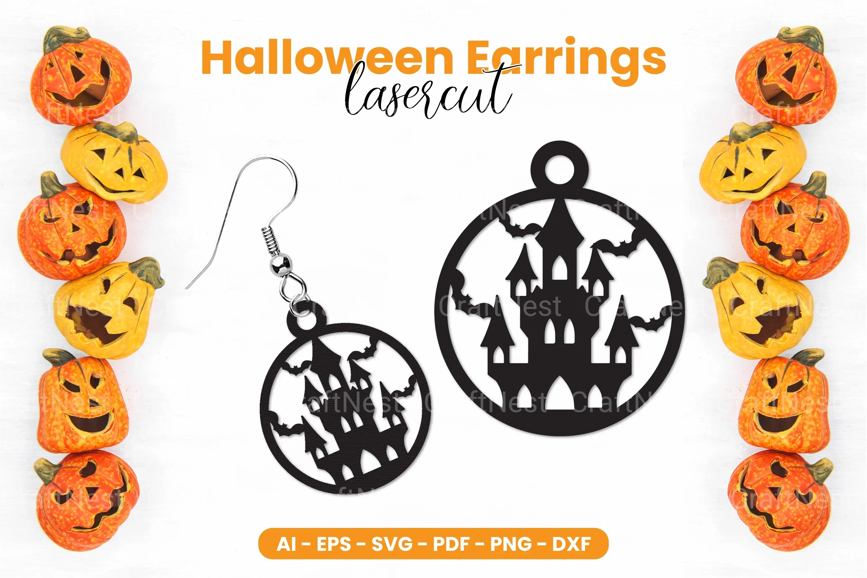 Halloween Earrings Laser Cut SVG Bundle Clipart