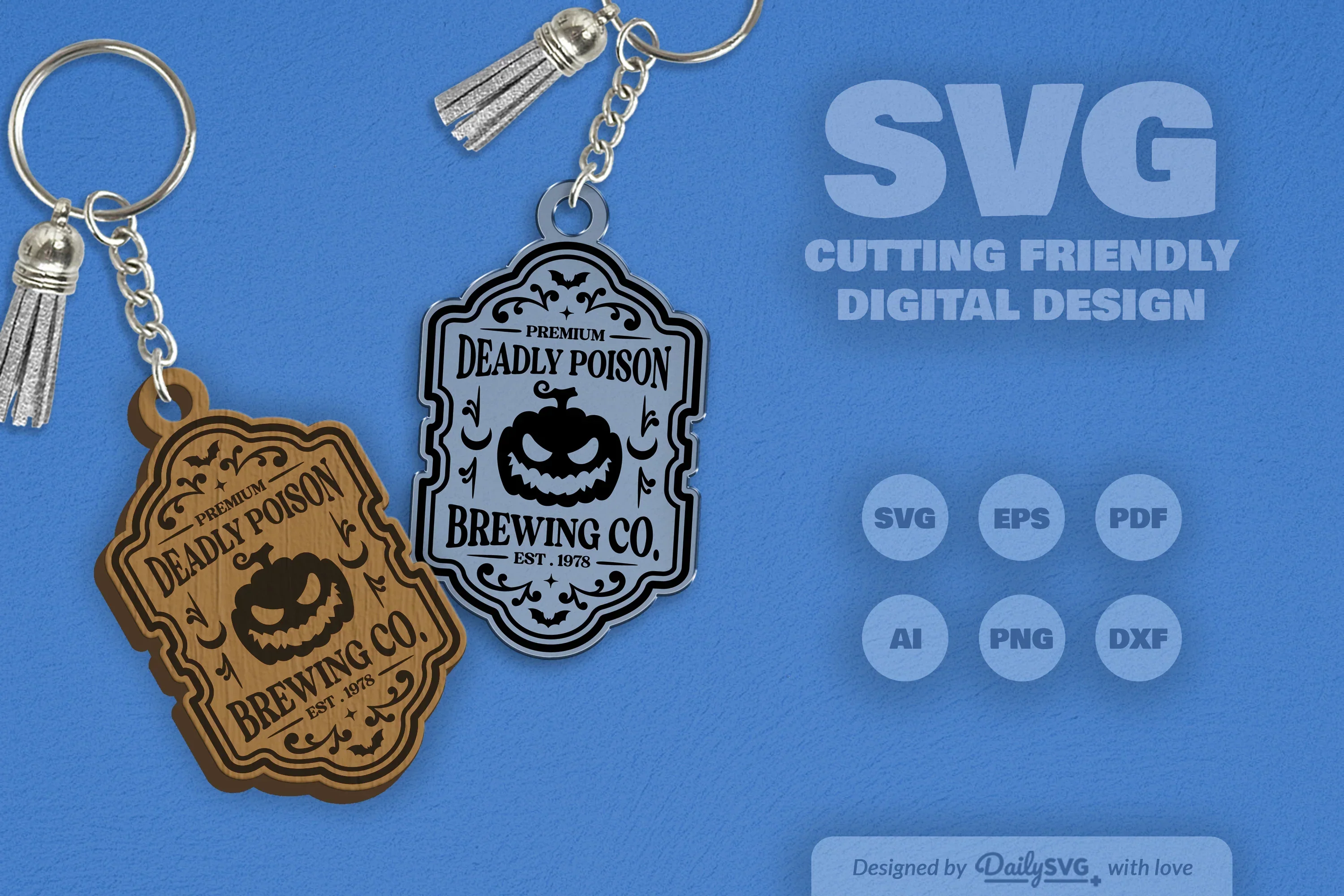 Halloween Engraving Keychain Clipart SVG Bundle - Image 11