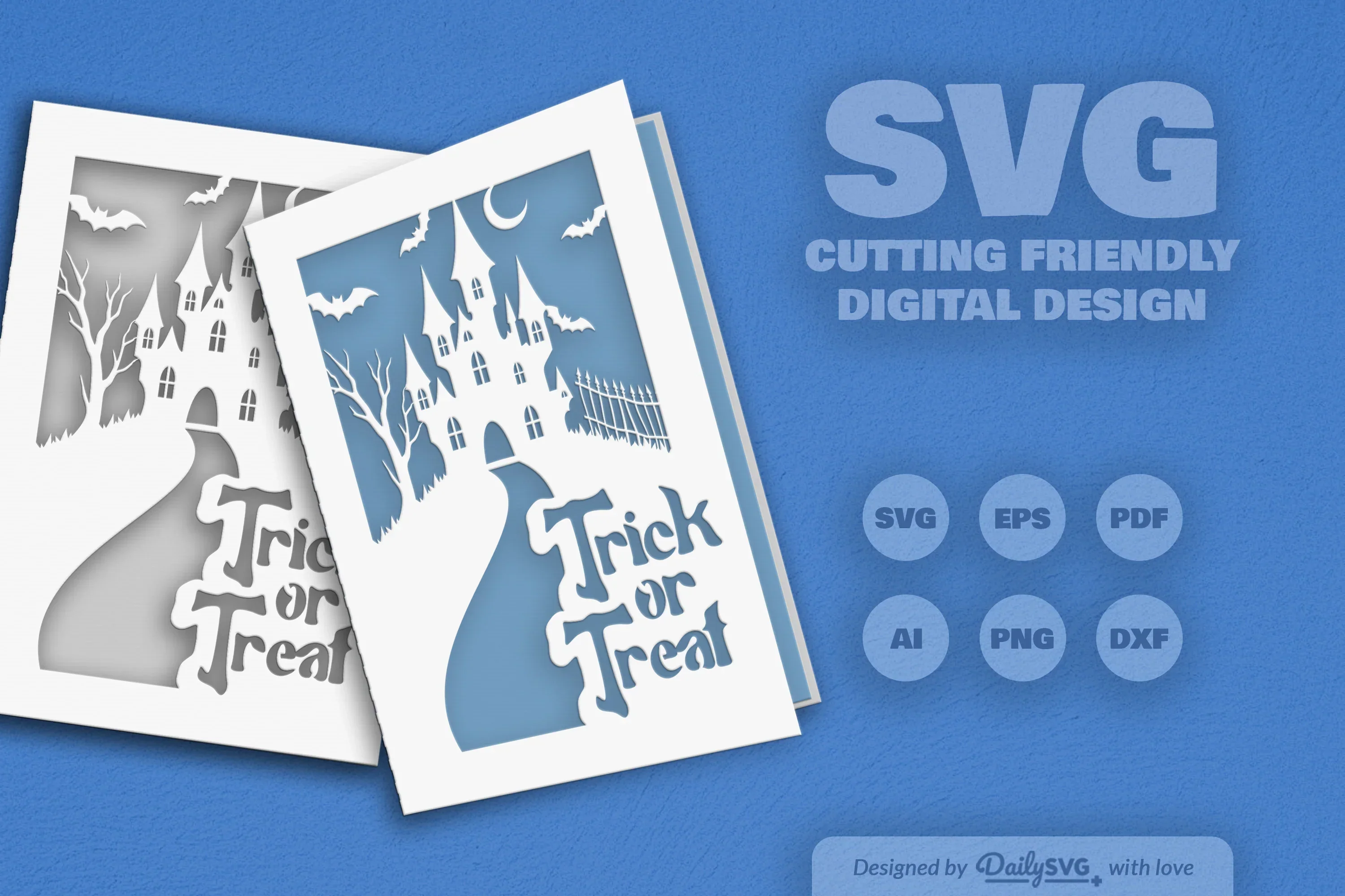 Halloween Greeting Card Papercut Clipart SVG Bundle - Image 11