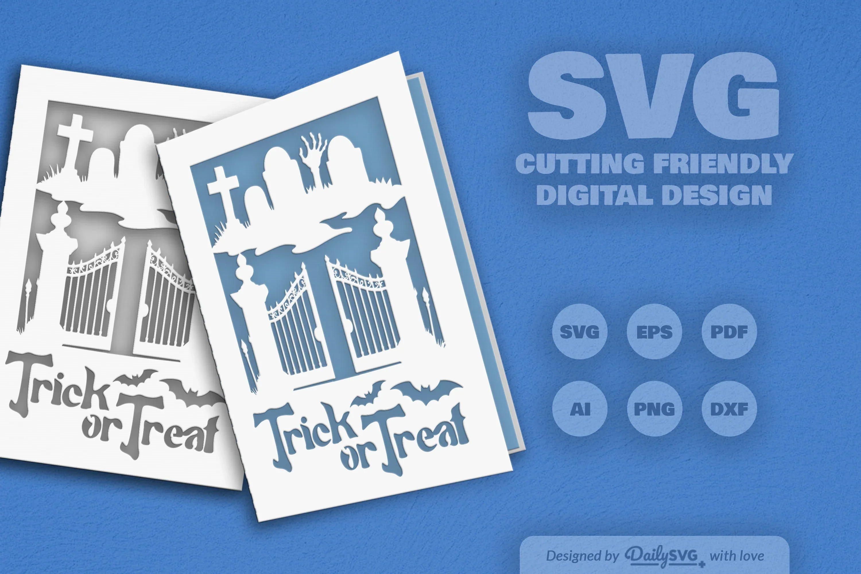Halloween Greeting Card Papercut Clipart SVG Bundle - Image 2