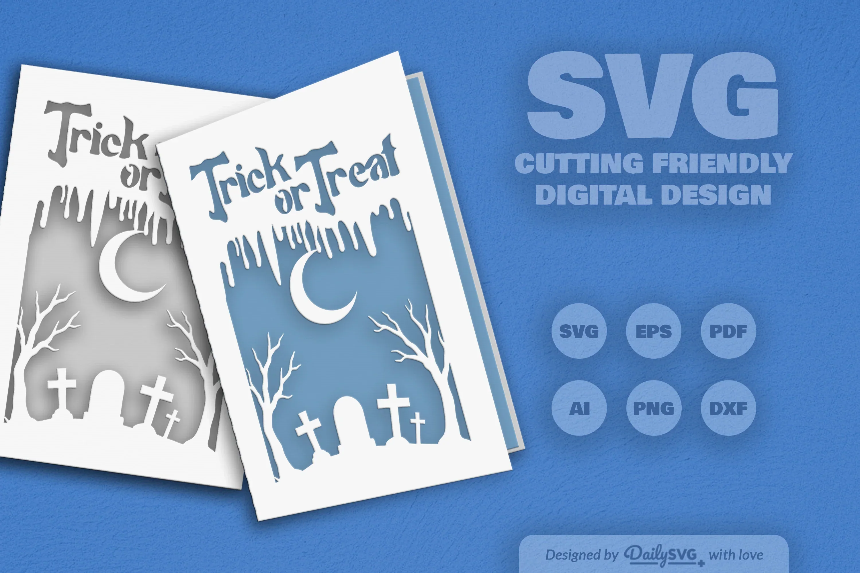 Halloween Greeting Card Papercut Clipart SVG Bundle - Image 8