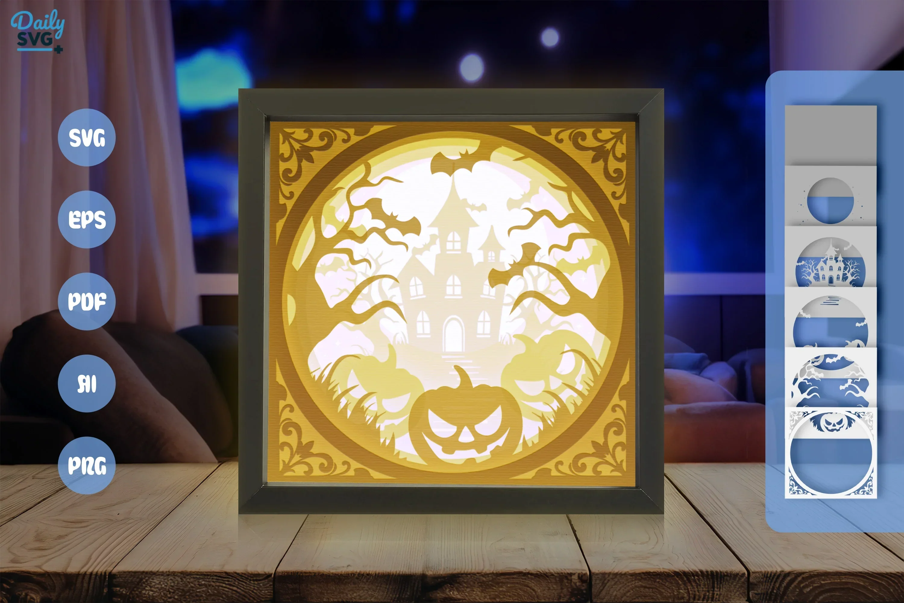 Halloween Haunted House Papercut SVG Bundle - White Version - Image 3