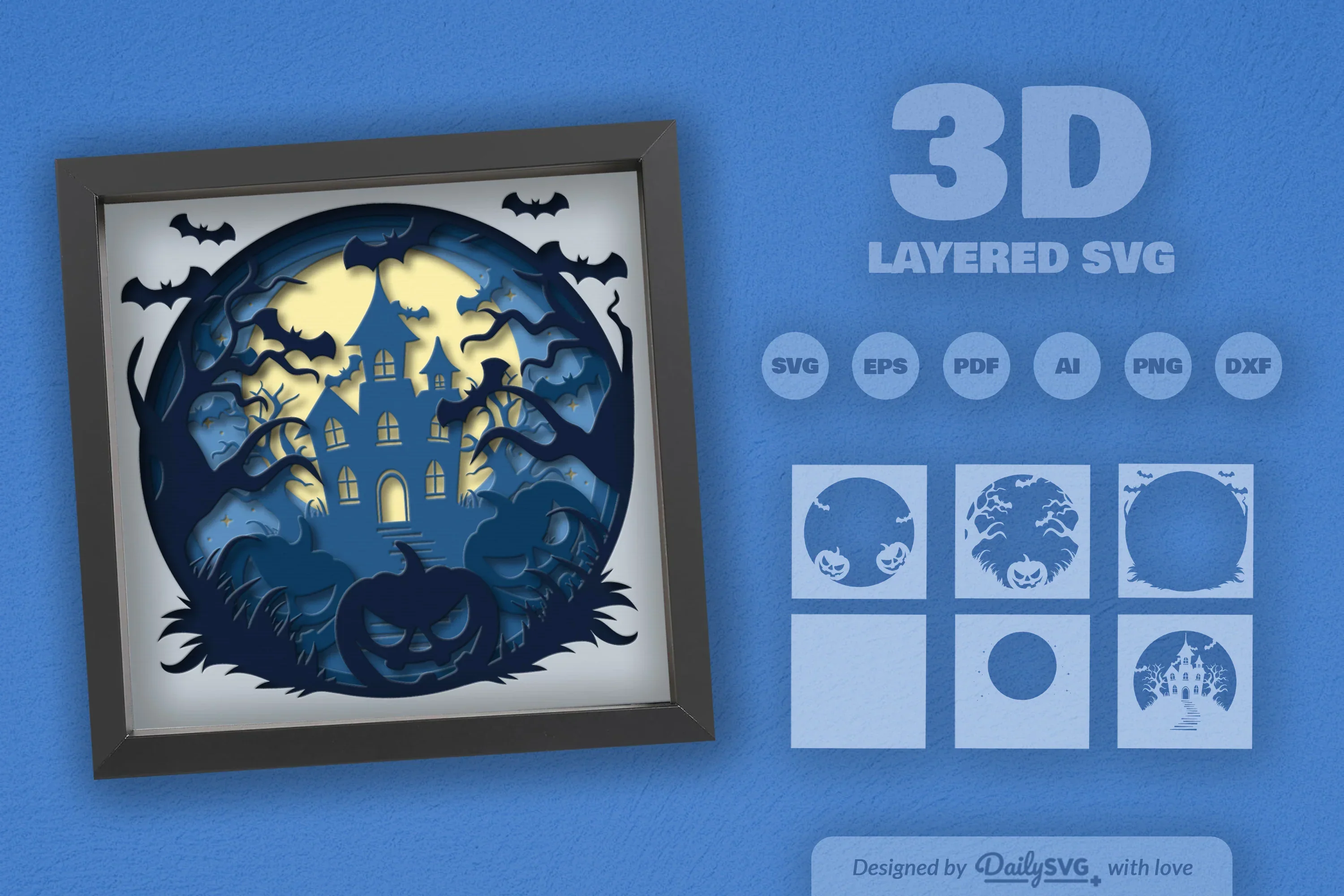 Halloween Haunted House Papercut SVG Bundle with Pumpkin - Image 2
