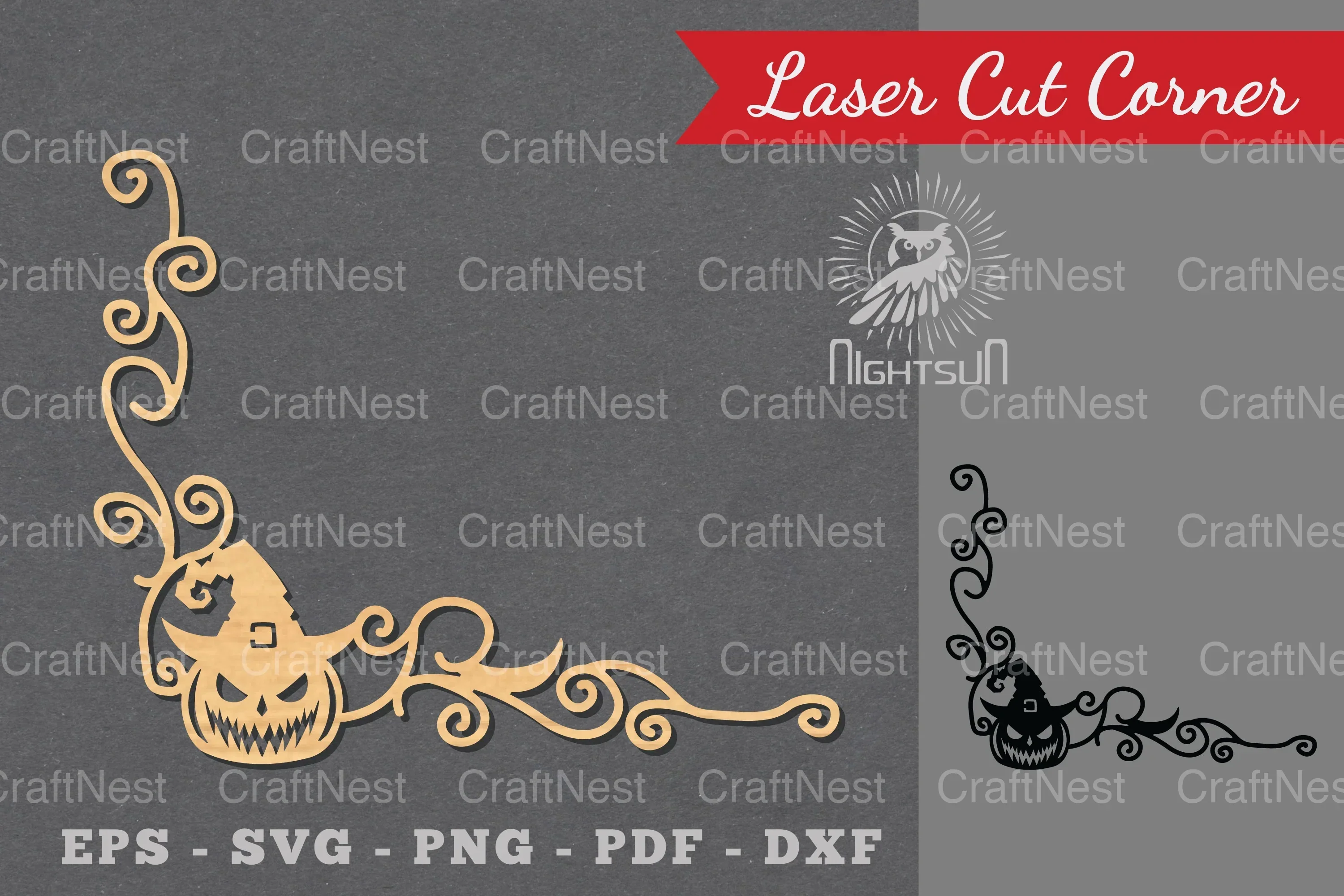 Halloween Laser Cut Corner Clipart Bundle