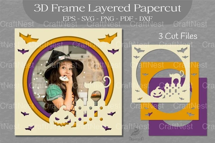 Halloween Layered 3D Frame SVG Bundle