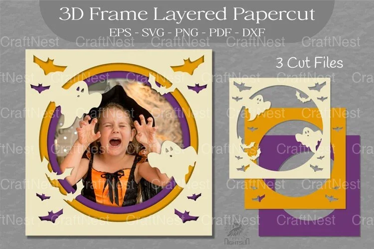 Halloween Layered 3D Frame SVG Bundle