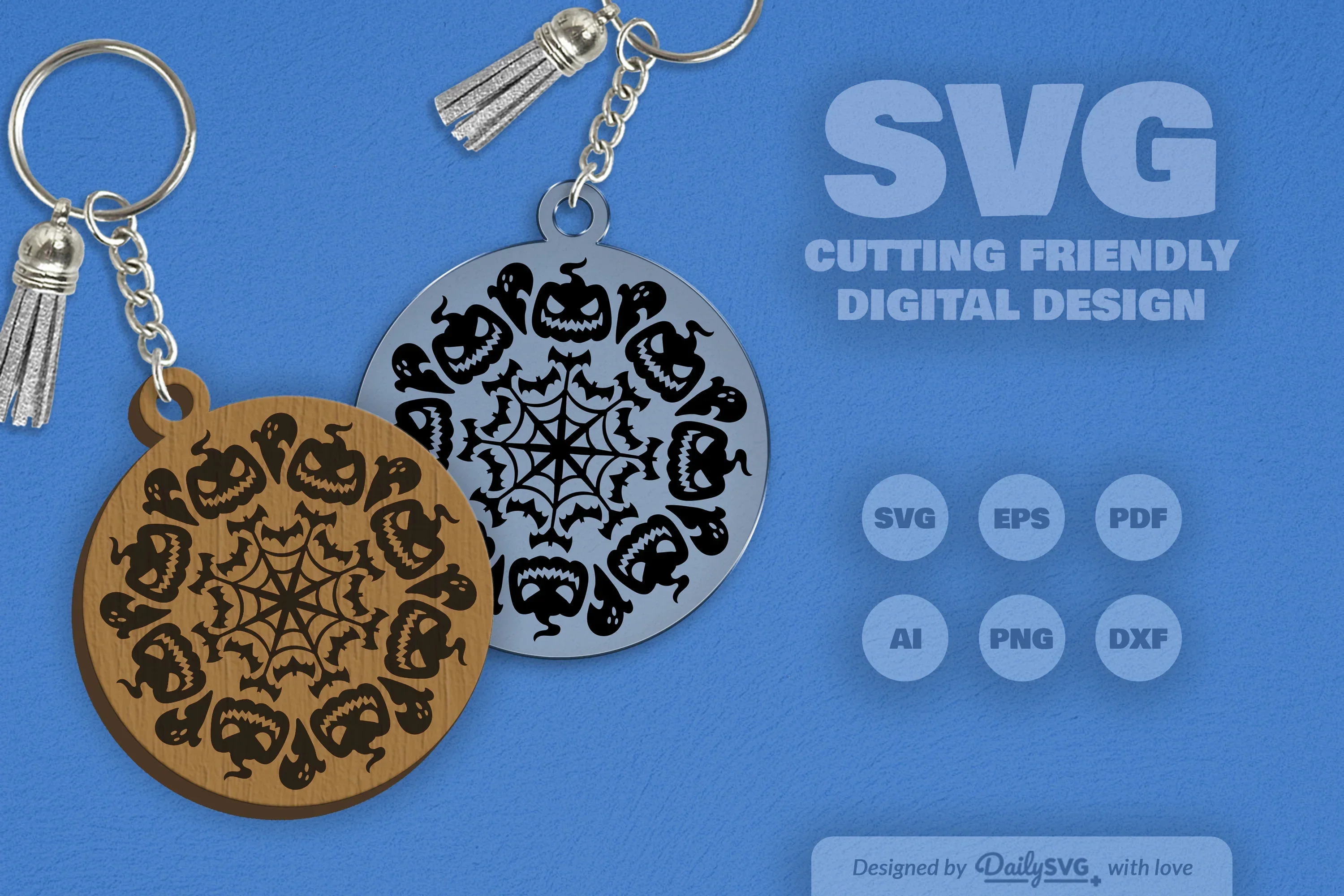 Halloween Mandala Keychain Clipart SVG Bundle - Image 9
