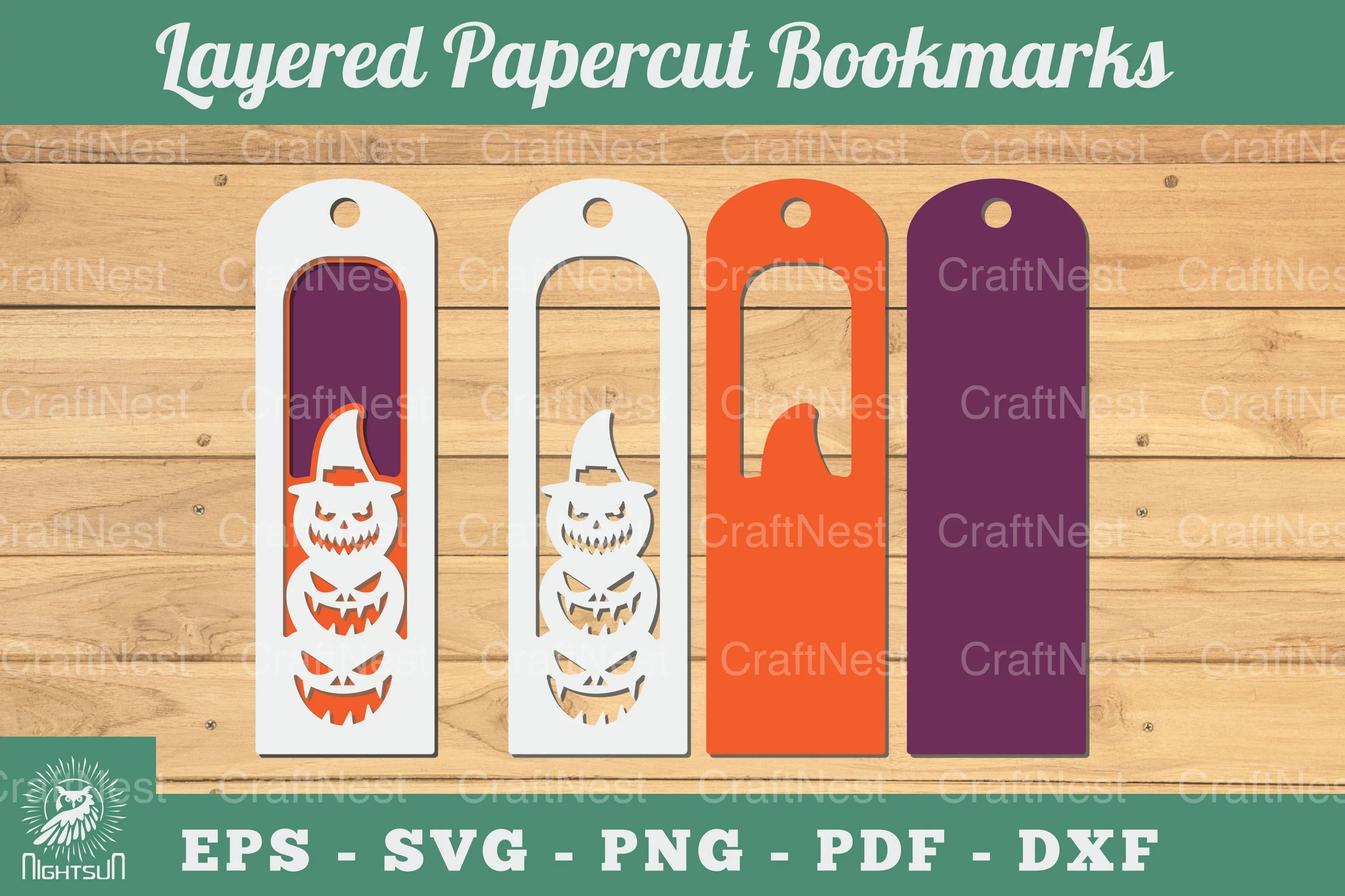 Halloween Pumpkin 3D Papercut Bookmarks Bundle
