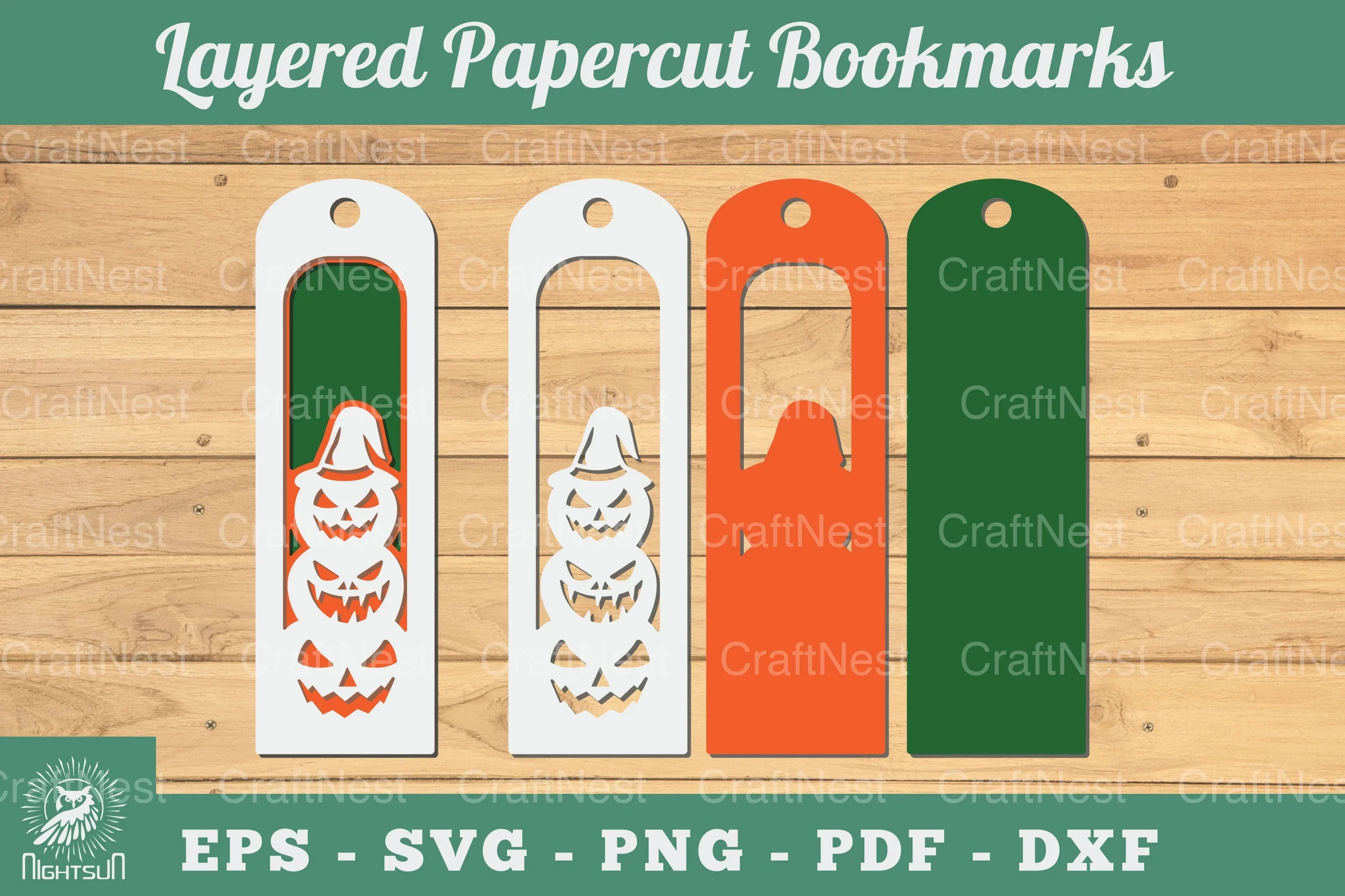 Halloween Pumpkin 3D Papercut Bookmarks Bundle