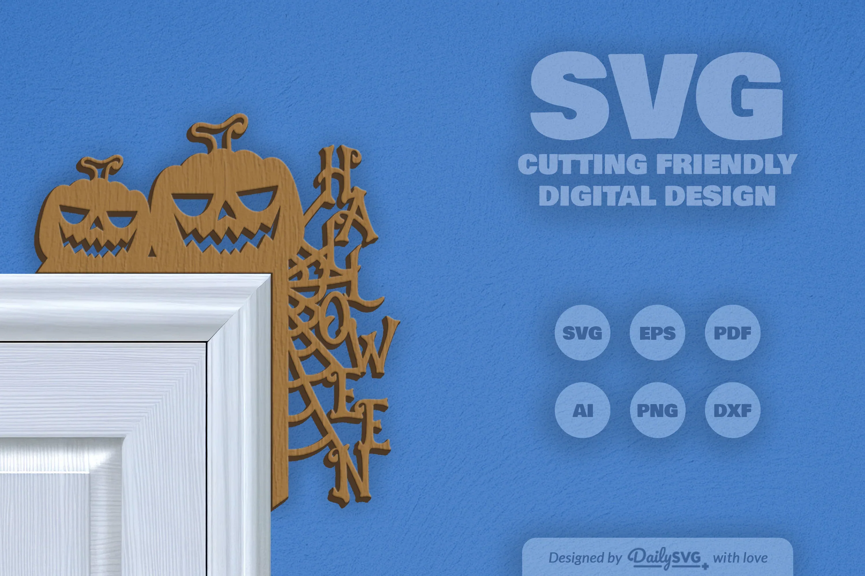 Halloween Pumpkin Door Corner Laser Cut Clipart SVG Bundle - Image 2