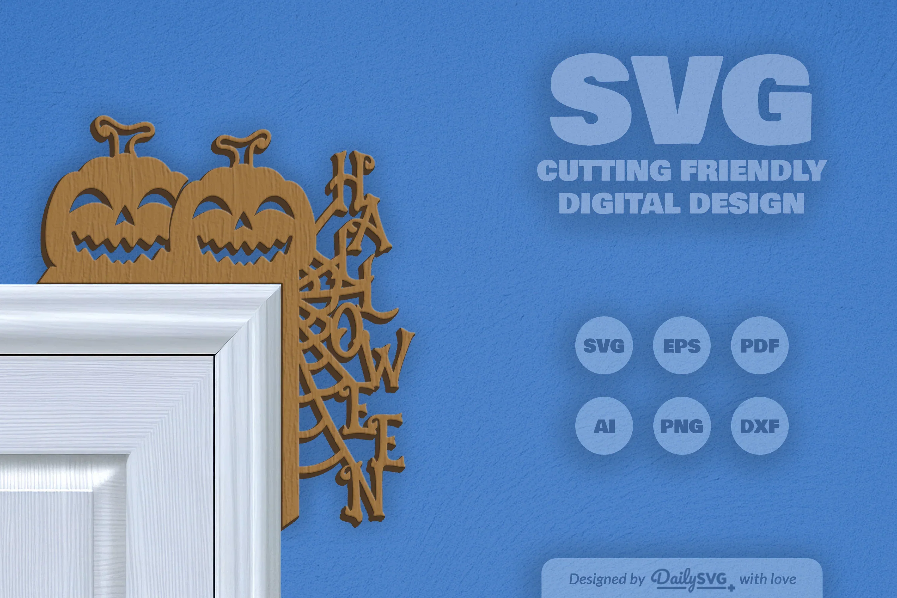 Halloween Pumpkin Door Corner Laser Cut Clipart SVG Bundle - Image 5