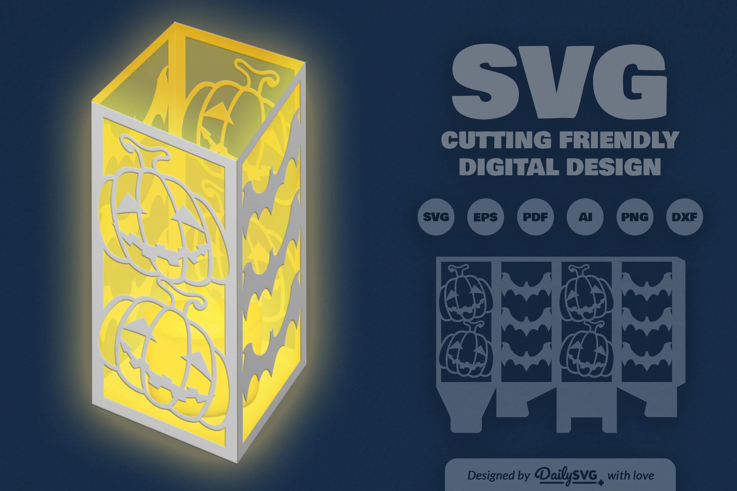 Halloween Pumpkin Lantern Papercut Clipart SVG Bundle - Image 3