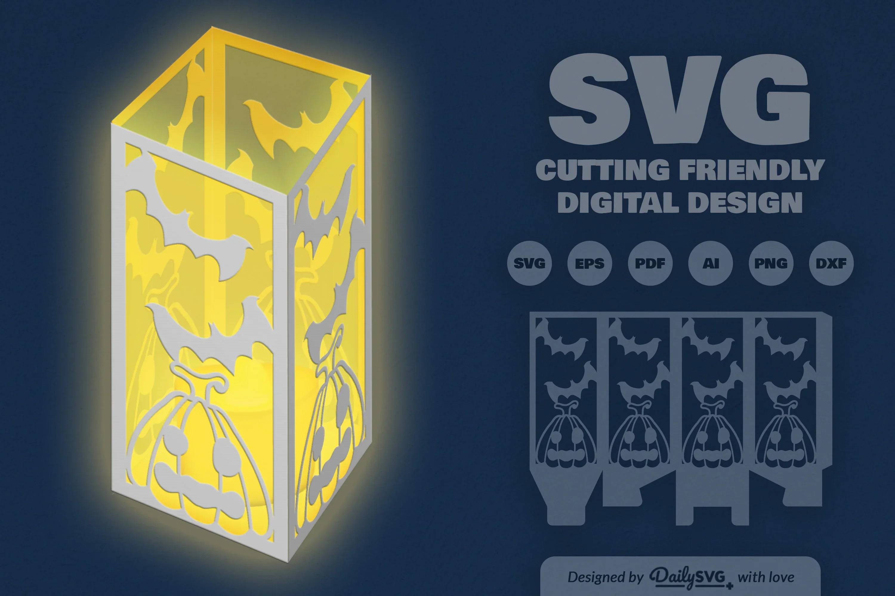 Halloween Pumpkin Lantern Papercut Clipart SVG Bundle - Image 5