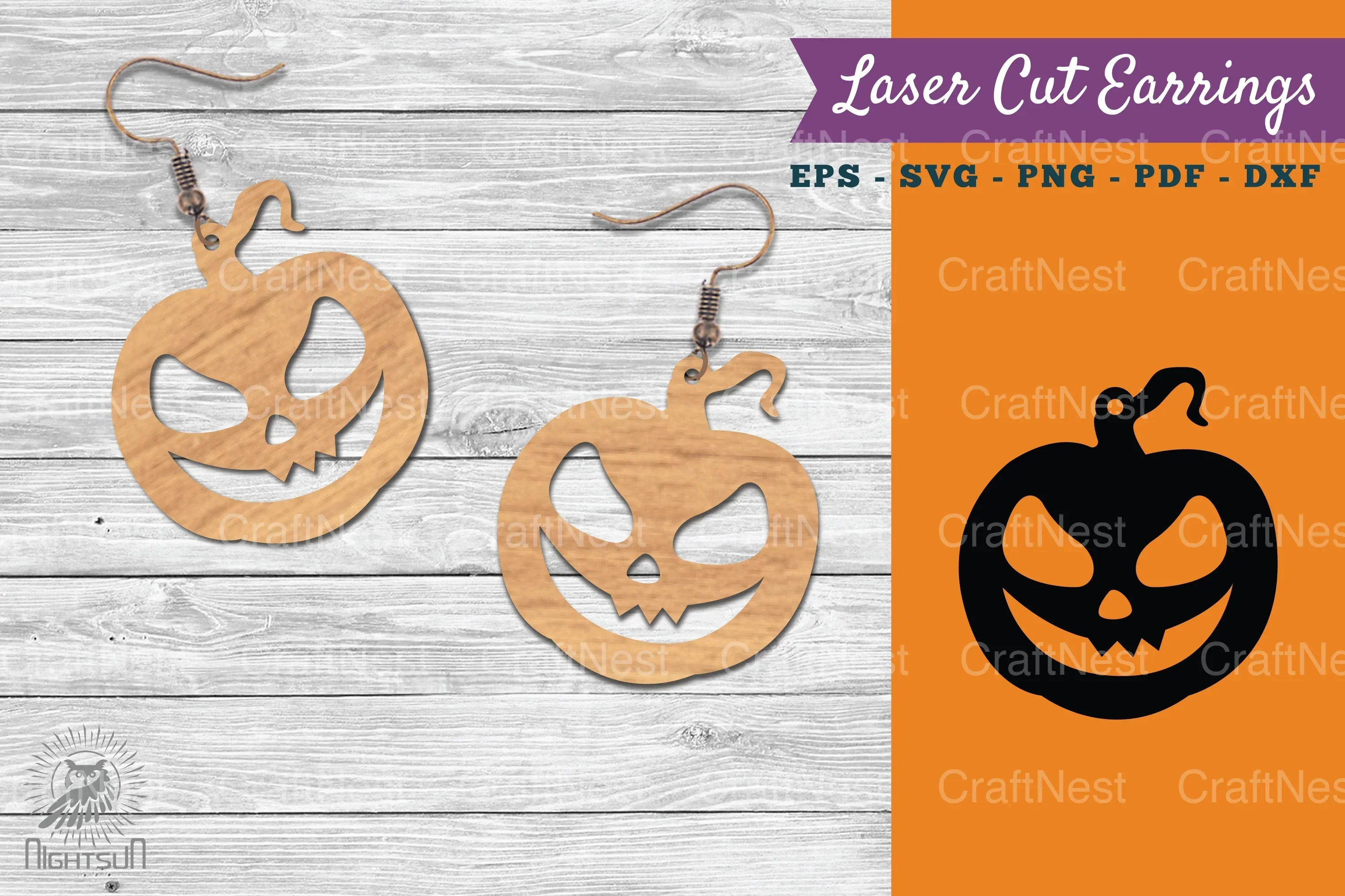 Halloween Pumpkin Laser Cut Earring SVG Bundle