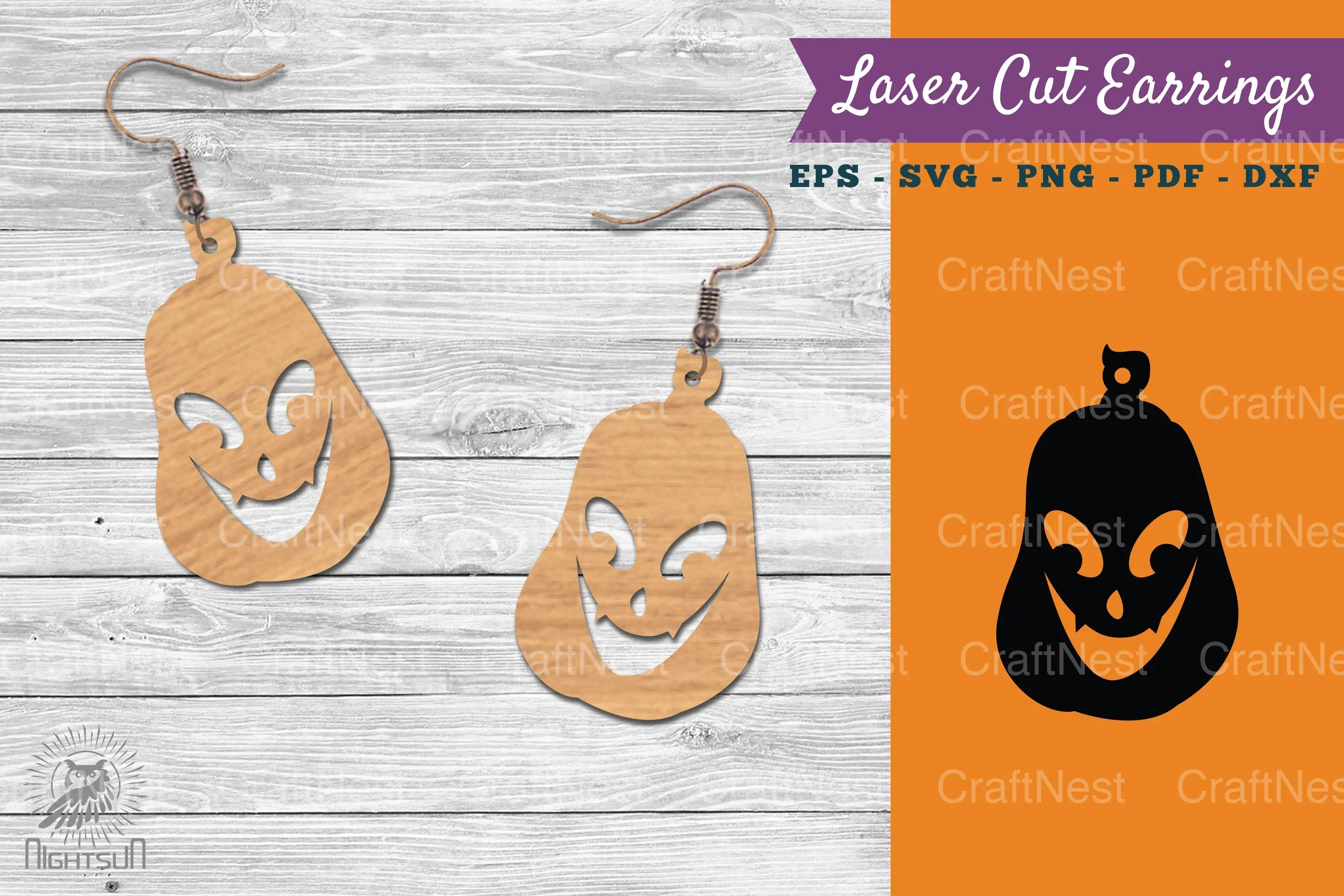 Halloween Pumpkin Laser Cut Earring SVG Bundle