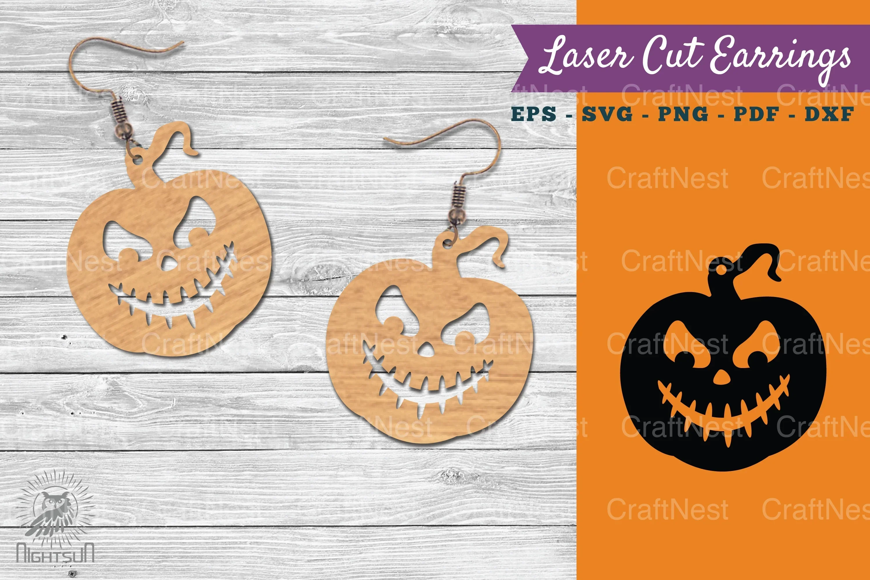 Halloween Pumpkin Laser Cut Earring SVG Bundle