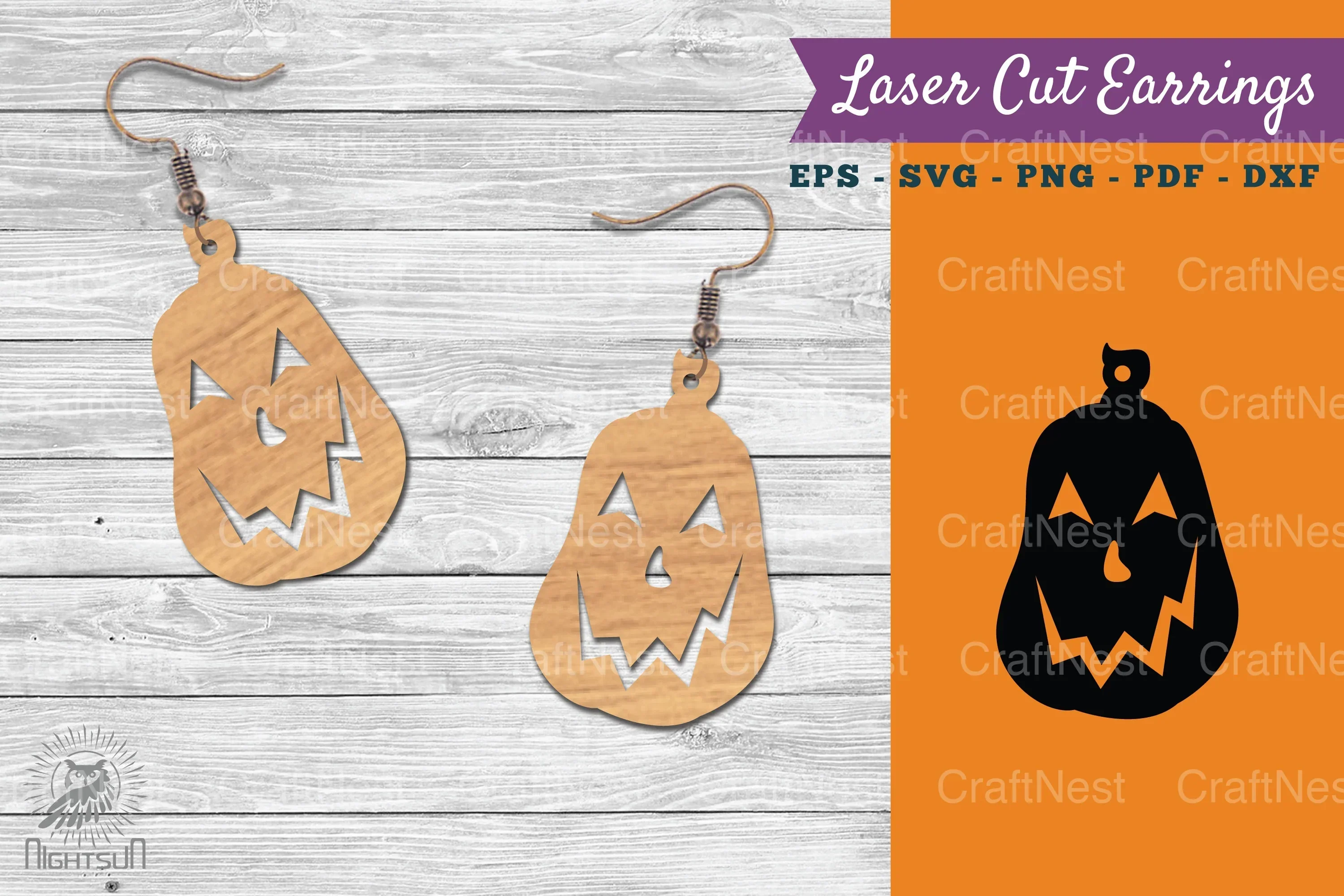 Halloween Pumpkin Laser Cut Earring SVG Bundle