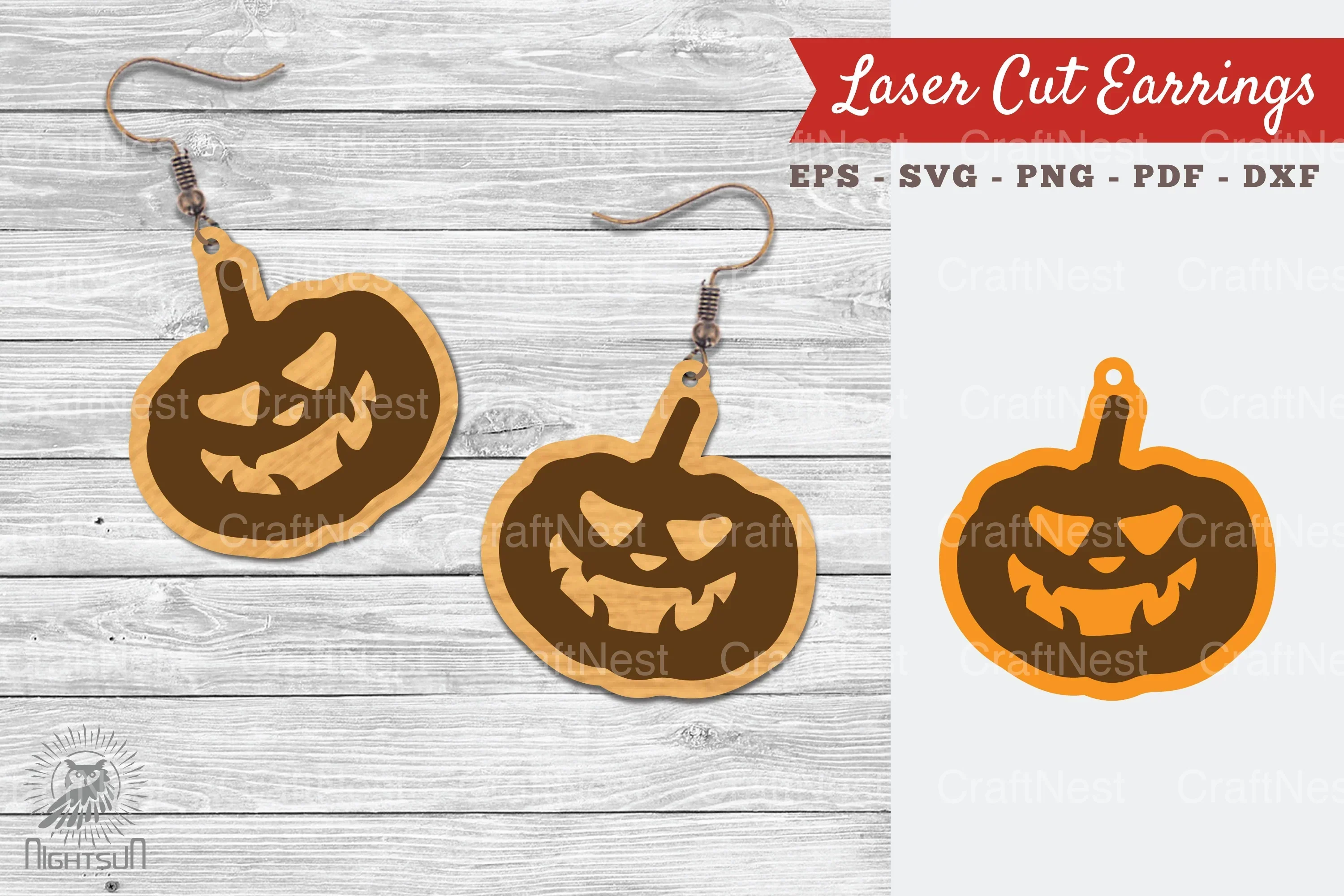 Halloween Pumpkin Laser Cut Earrings SVG Bundle