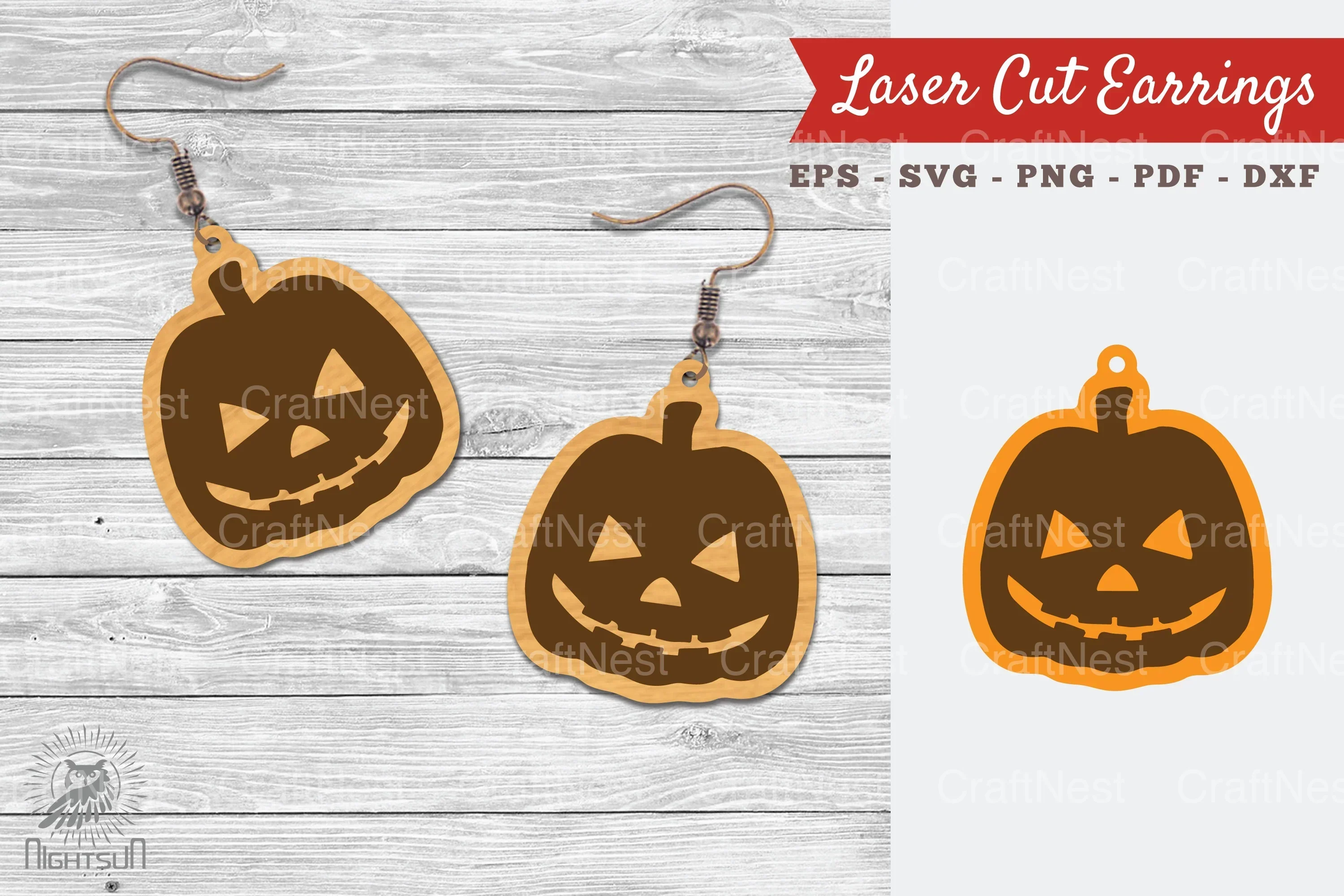 Halloween Pumpkin Laser Cut Earrings SVG Bundle