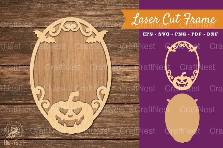 Halloween Pumpkin Laser Cut Frame Clipart Bundle