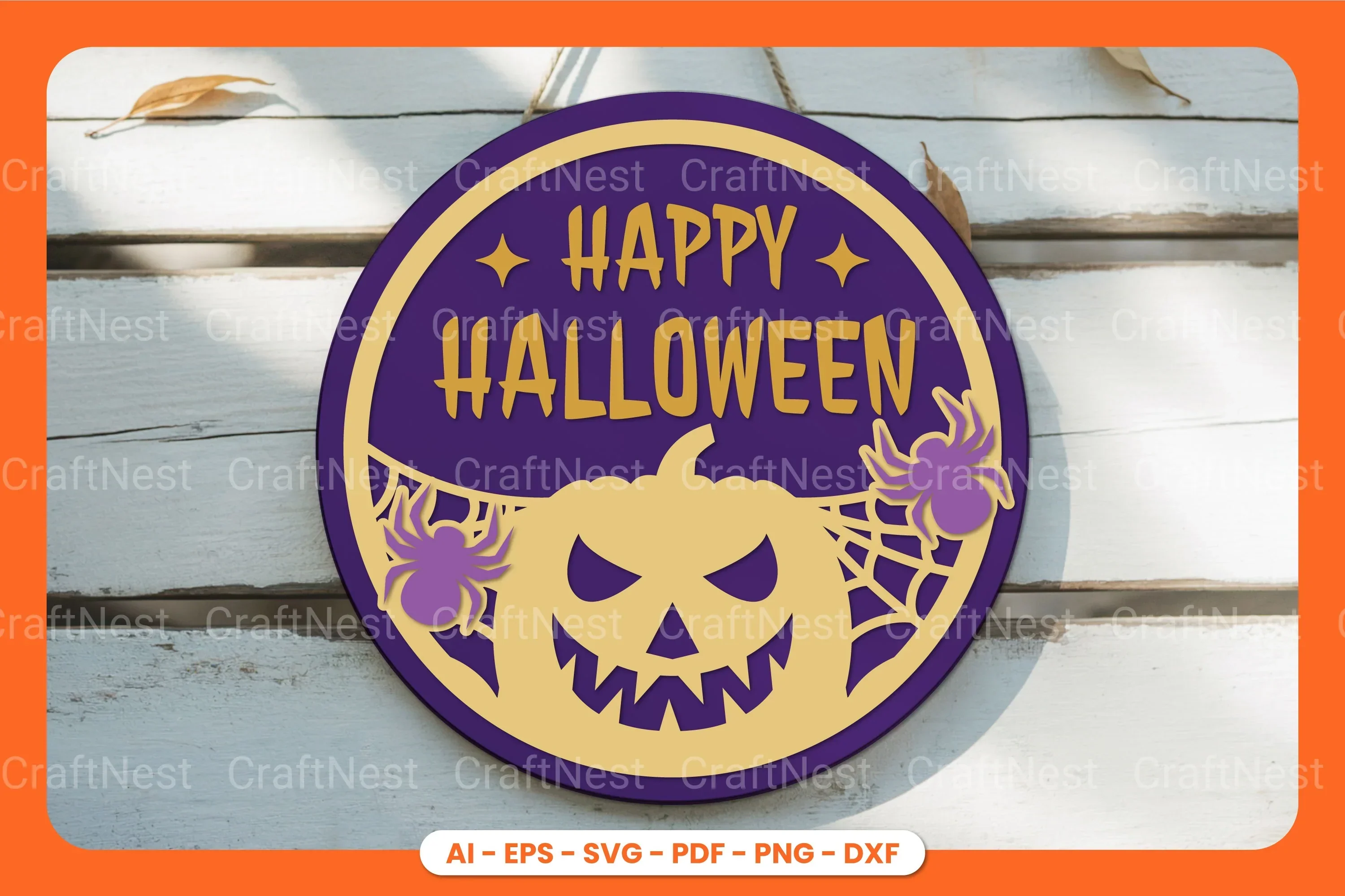Halloween Round Sign Laser Cut SVG Bundle - Clipart Bundle