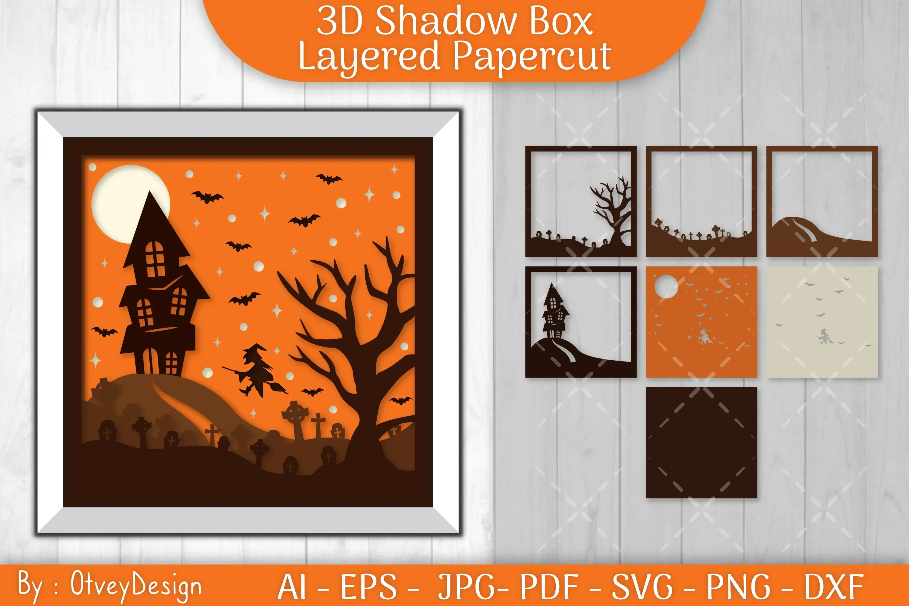 Halloween Scene 3D Shadow Box SVG Bundle - Image 2