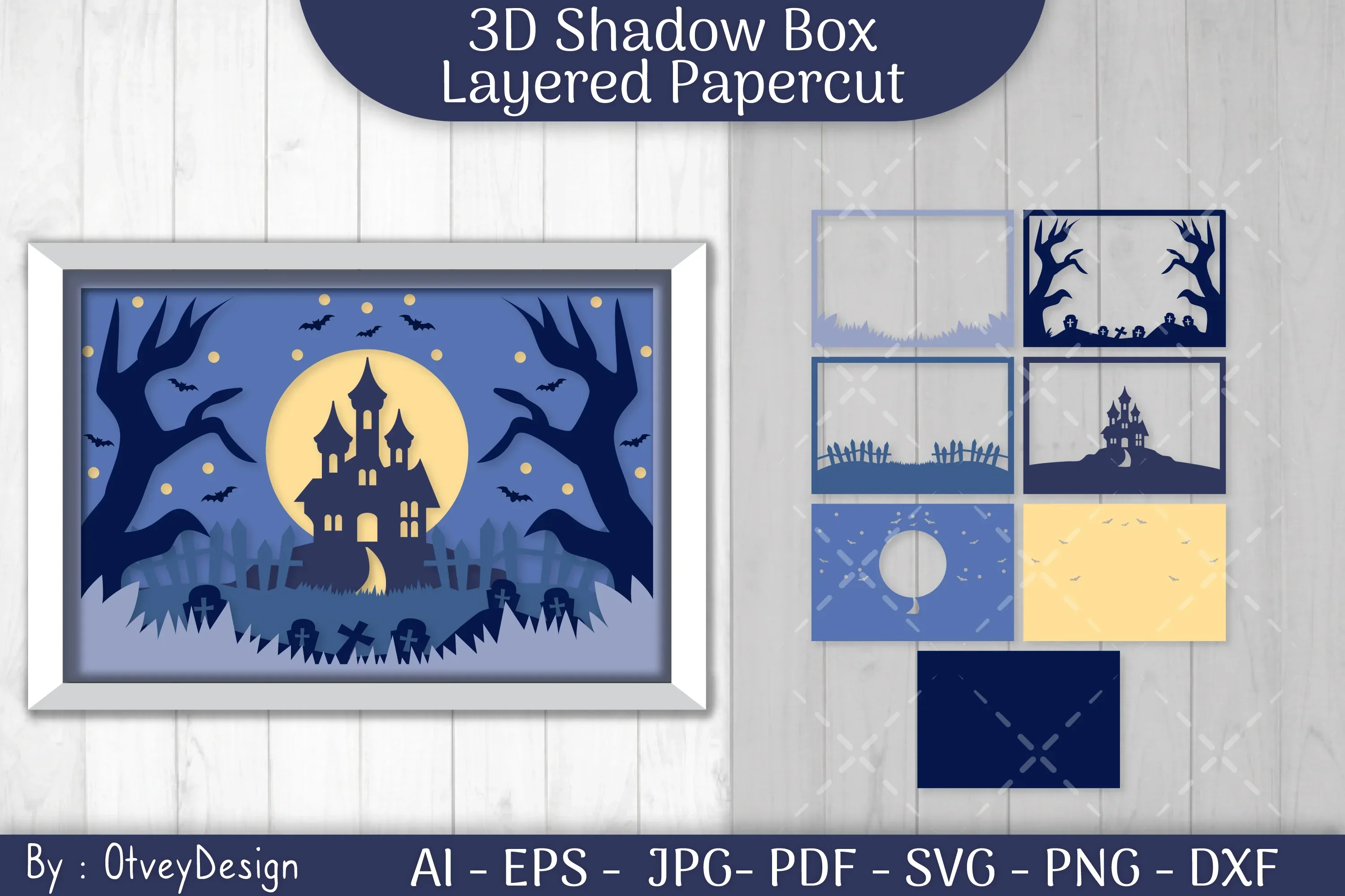 Halloween Scene 3D ShadowBox Layered Papercut SVG Bundle - Image 2