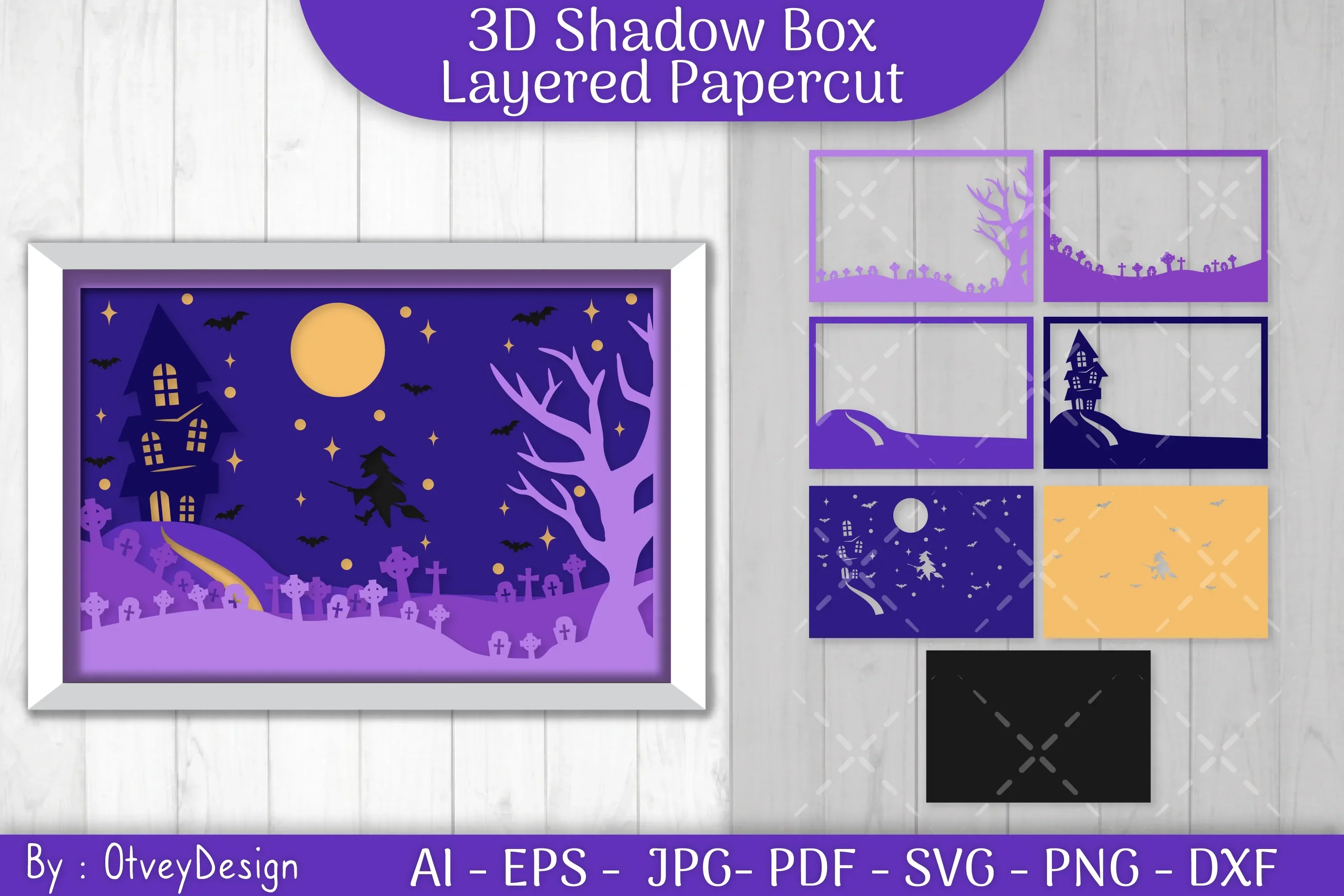 Halloween Scene 3D ShadowBox Layered Papercut SVG Bundle - Image 2