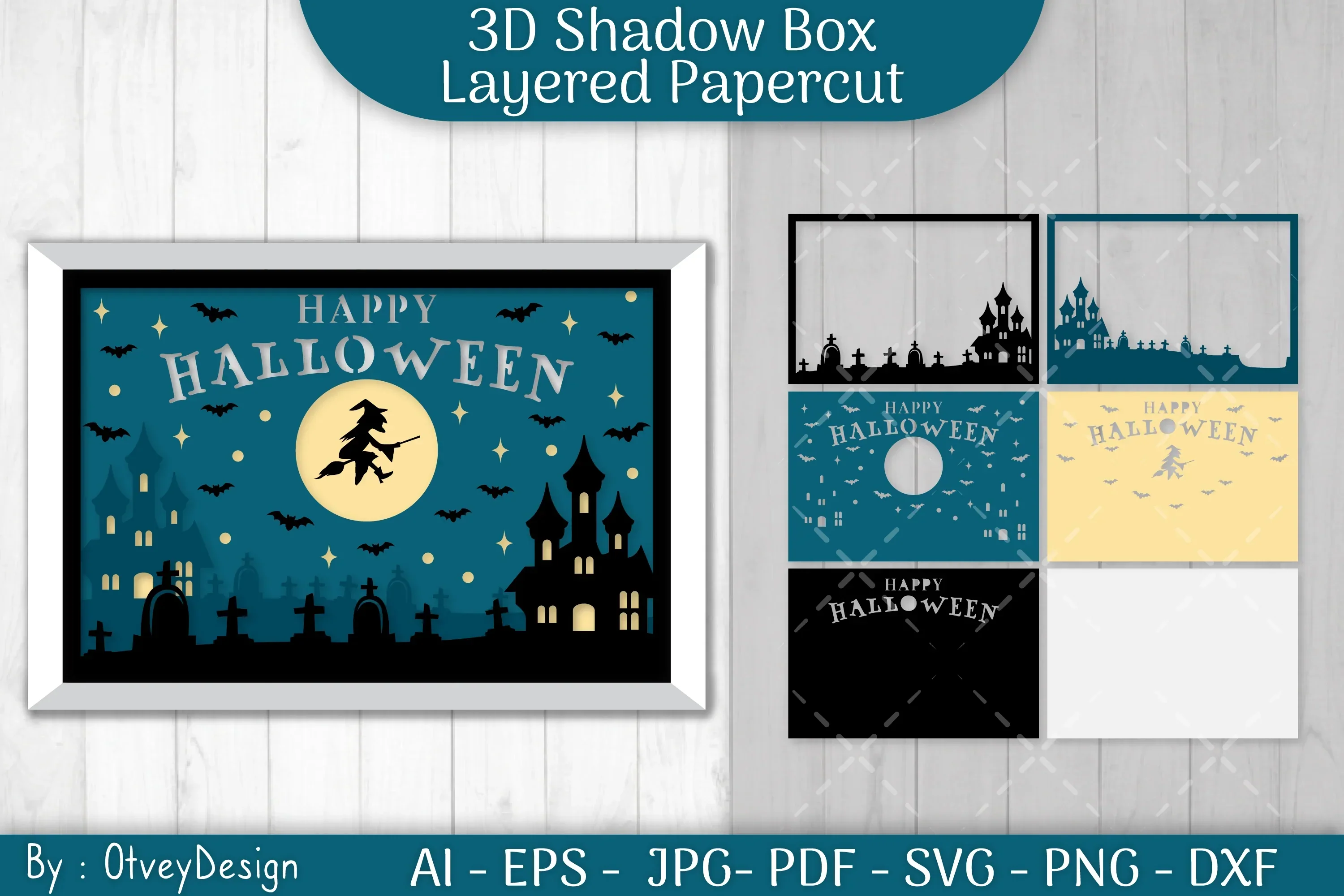 Halloween Scene 3D ShadowBox Layered Papercut SVG Bundle - Image 2
