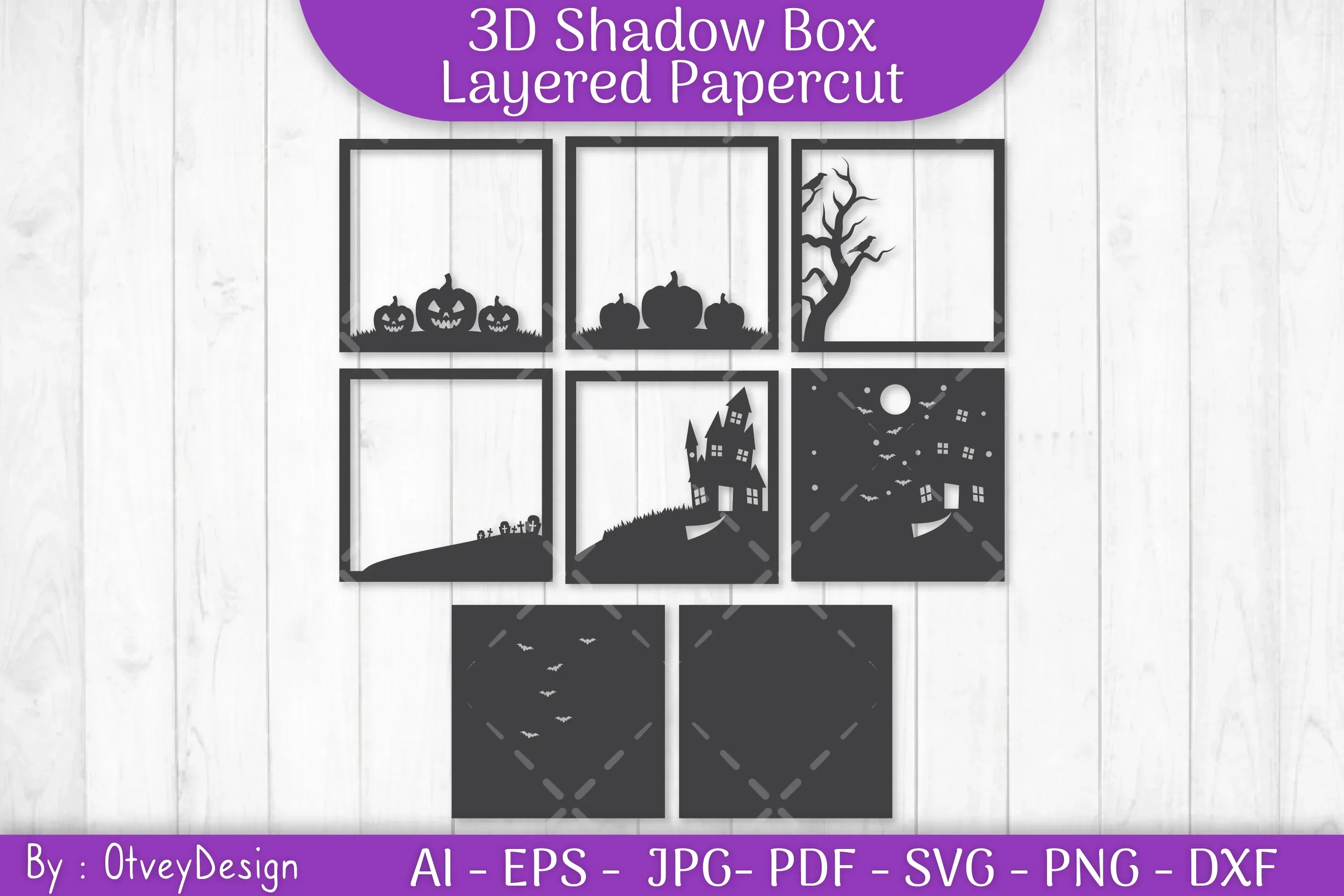 Halloween Scene 3D ShadowBox SVG Bundle - Image 2