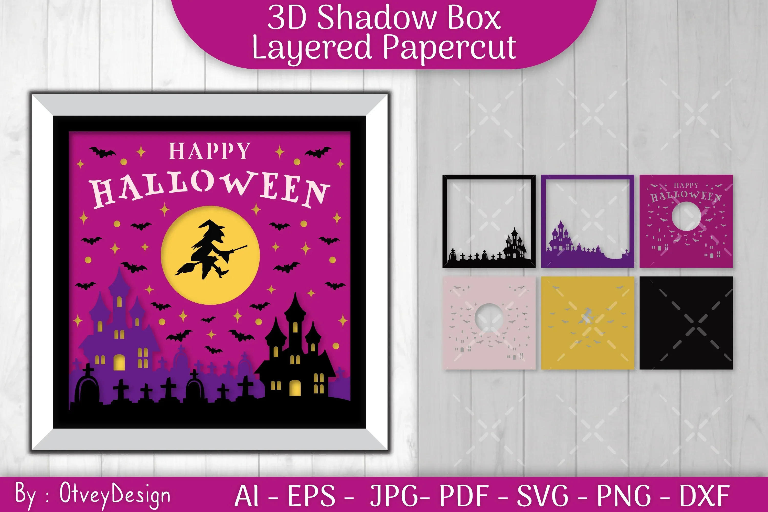 Halloween Scene 3D SVG Shadow Box Bundle - Image 2