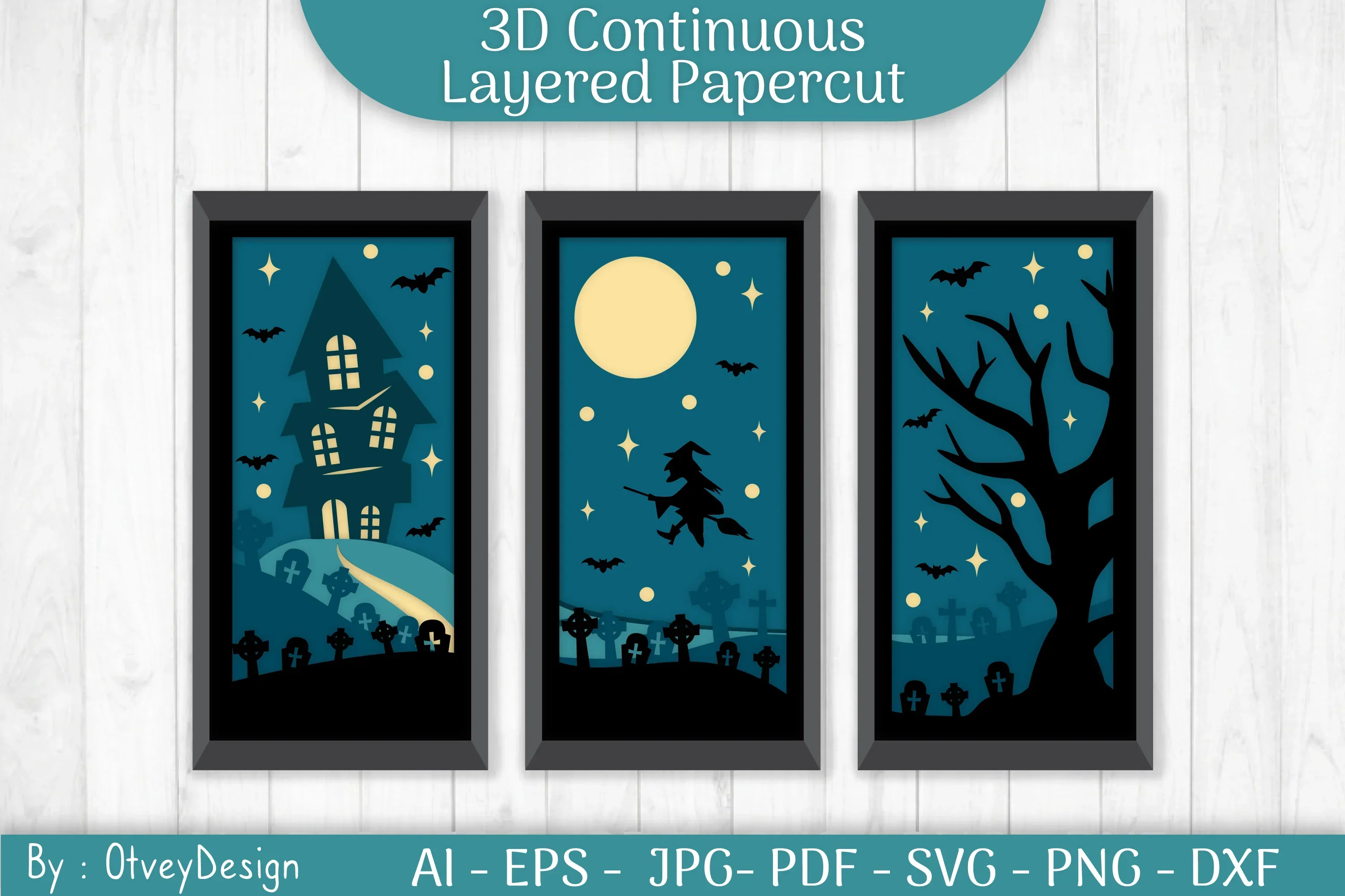 Halloween Scene Layered Papercut SVG Bundle - Image 3