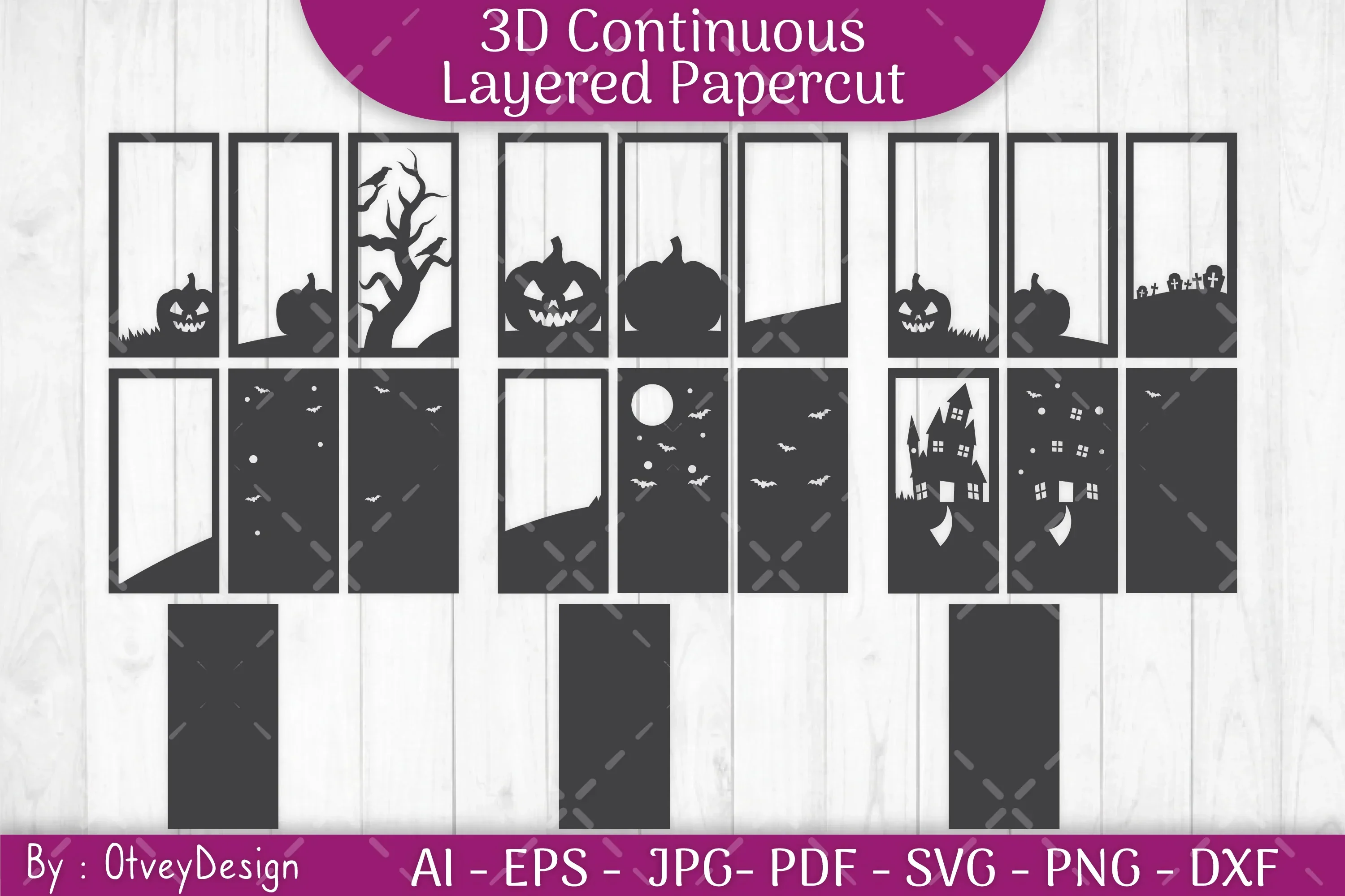 Halloween Scene Layered Papercut SVG Bundle - Image 2