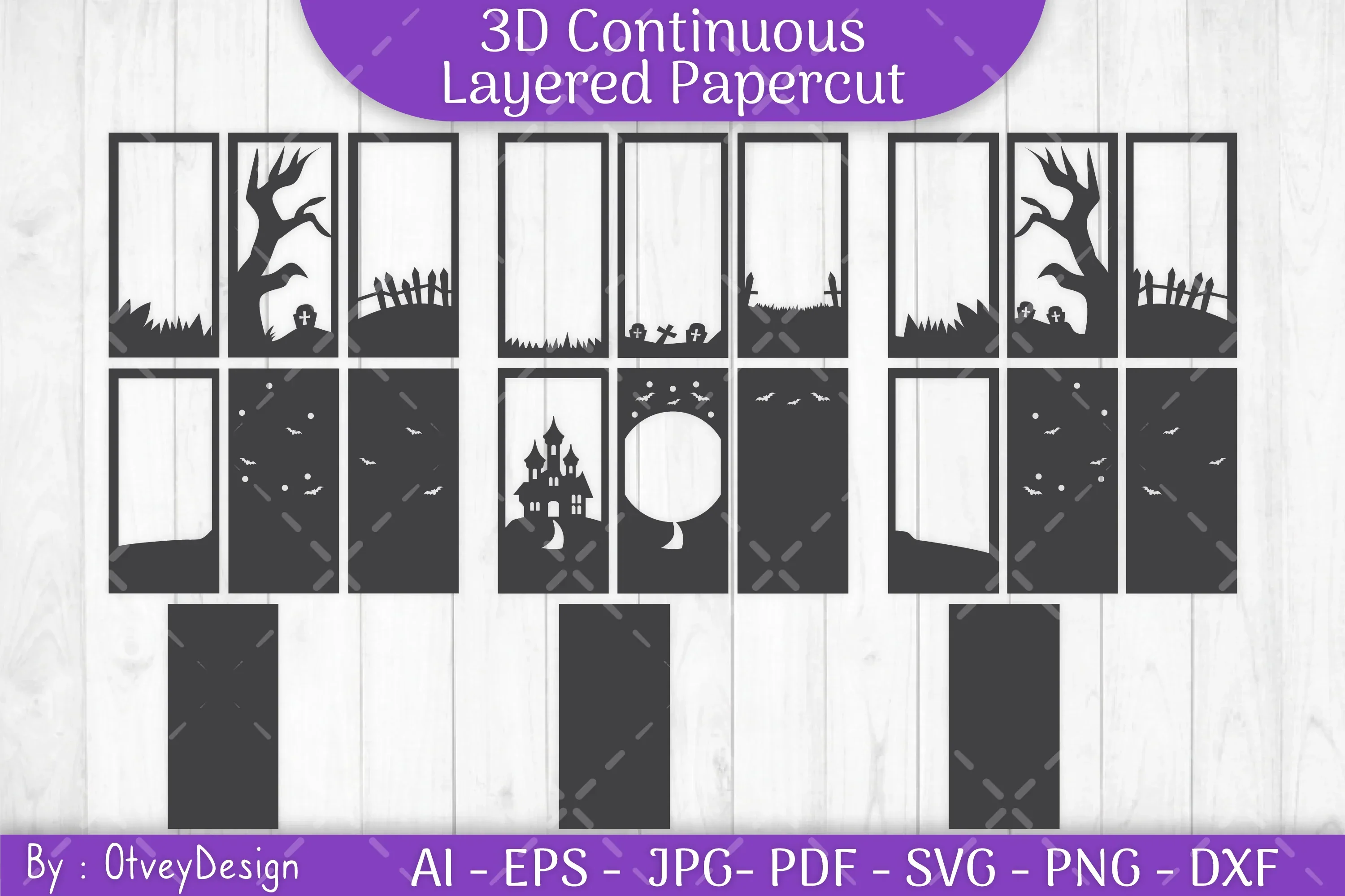 Halloween Scene Layered Papercut SVG Bundle - Image 2