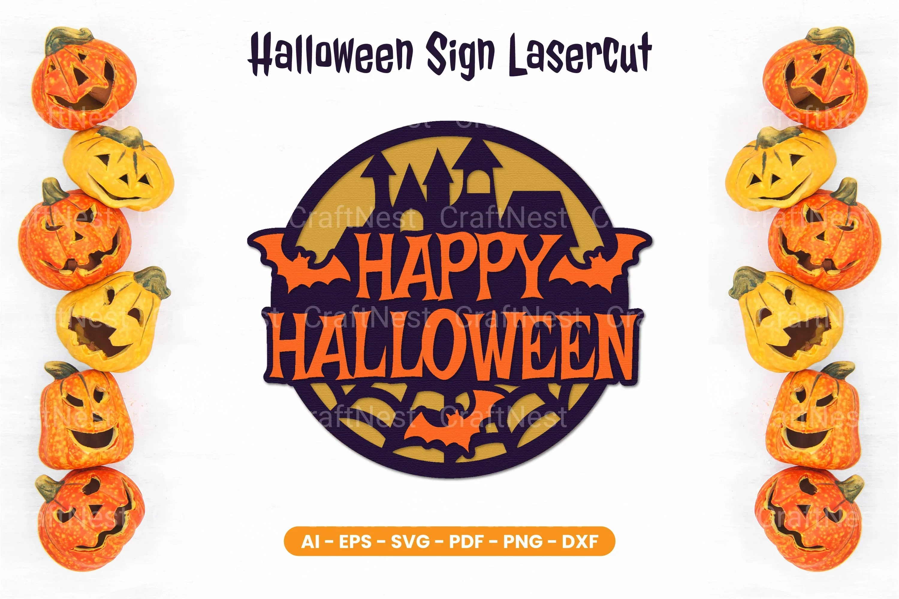 Halloween Sign Lasercut SVG Bundle - Clipart Bundle