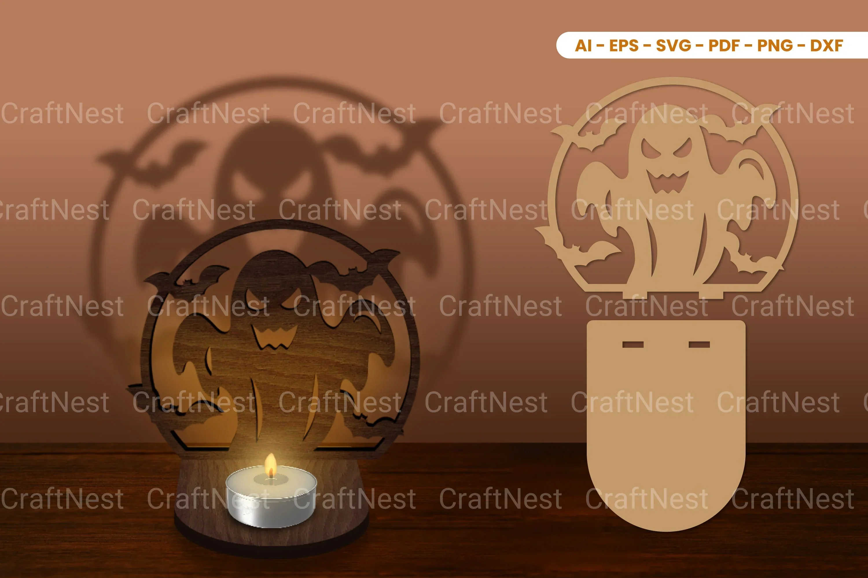 Halloween Tealight Candle Holder Laser Cut SVG Bundle