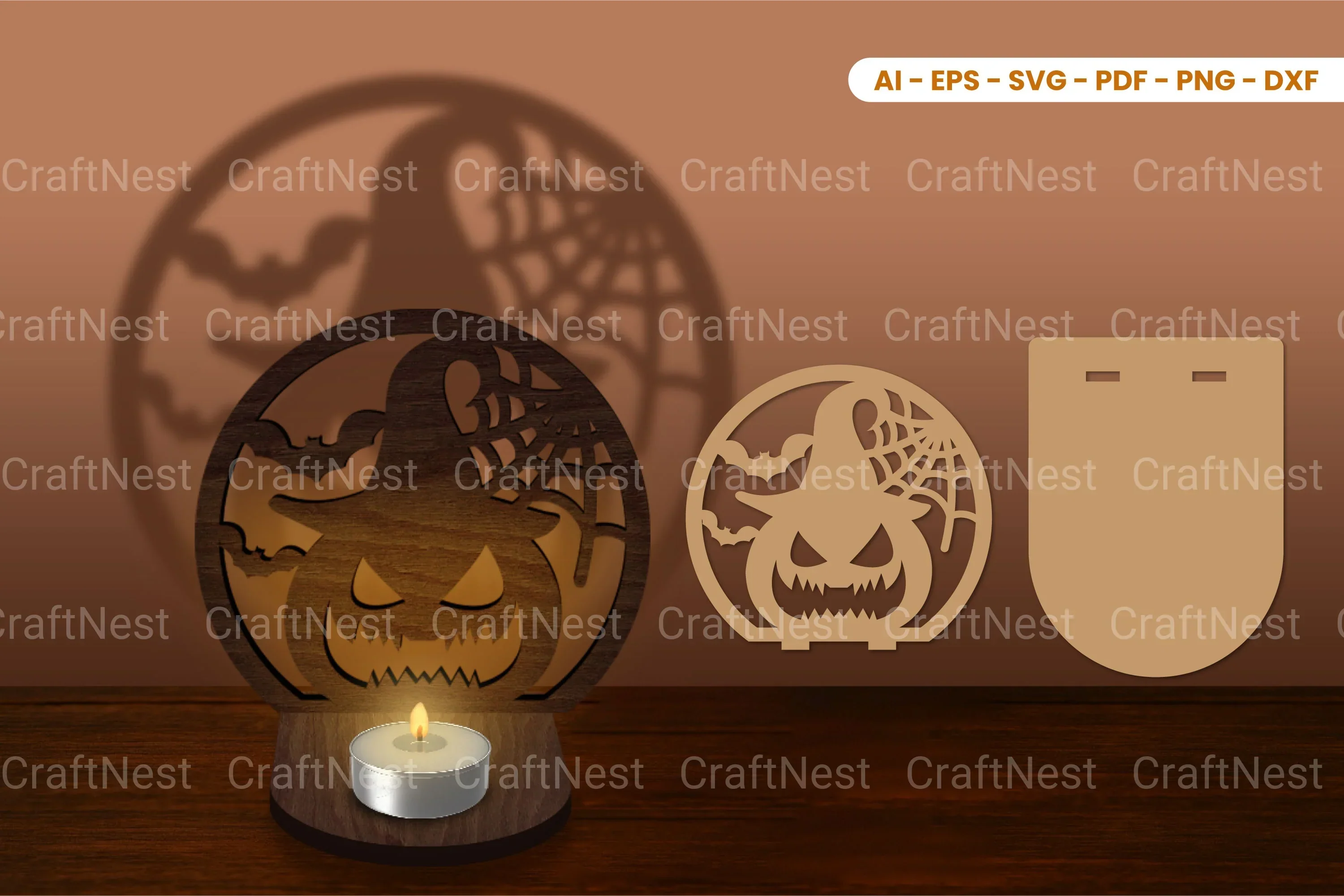 Halloween Tealight Candle Holder Laser Cut SVG Bundle