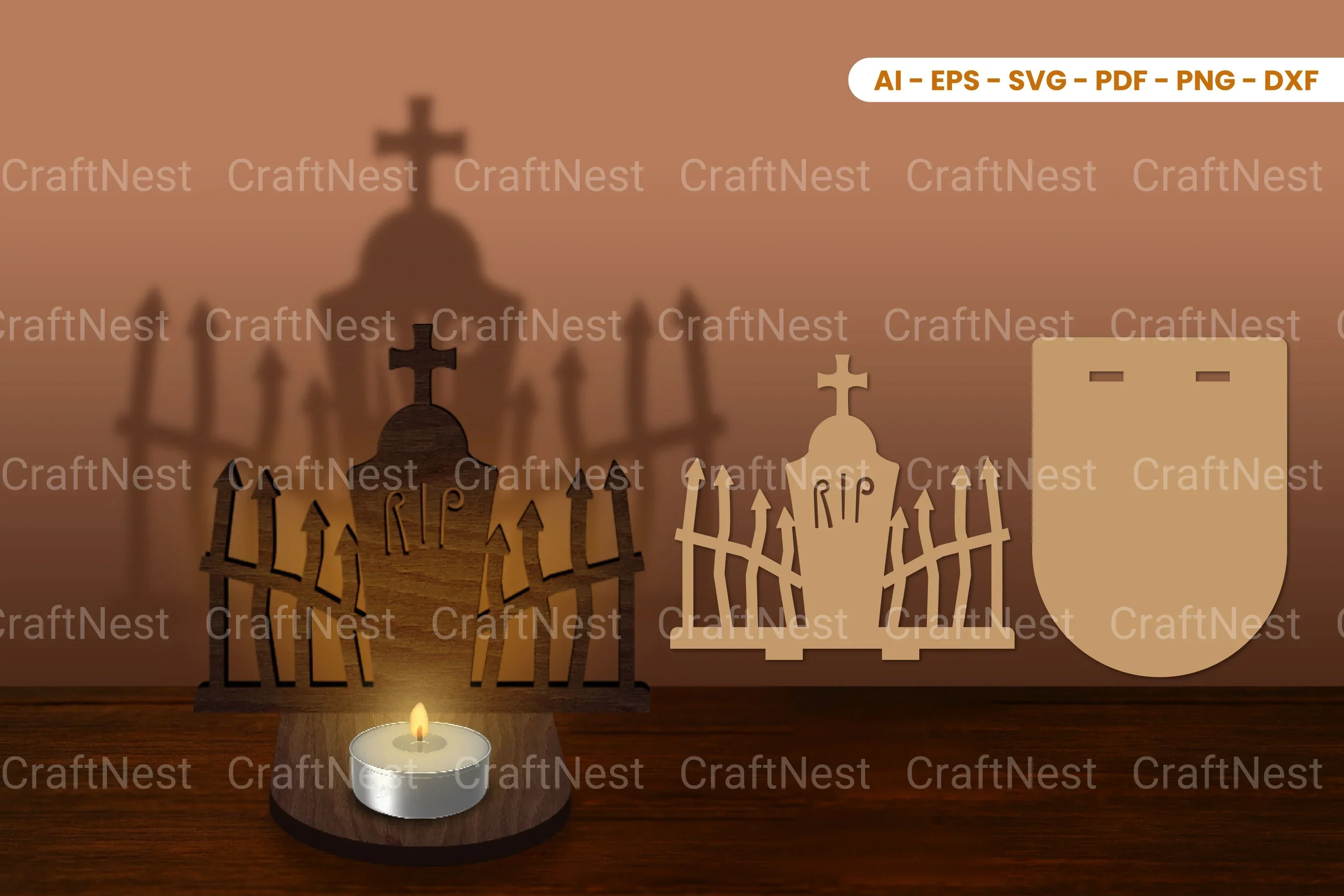 Halloween Tealight Candle Holder Laser Cut SVG Bundle