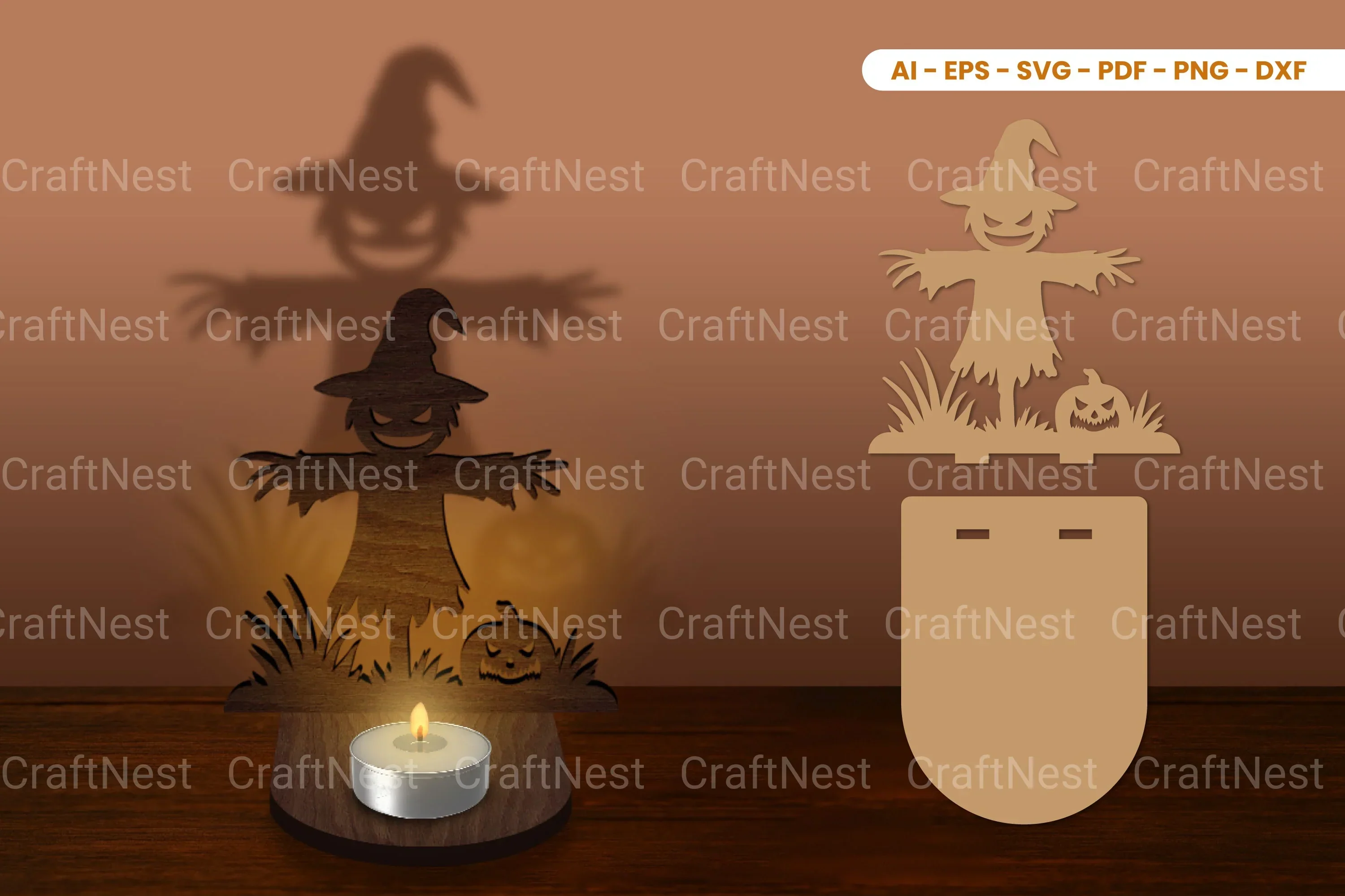 Halloween Tealight Candle Holder Laser Cut SVG Bundle