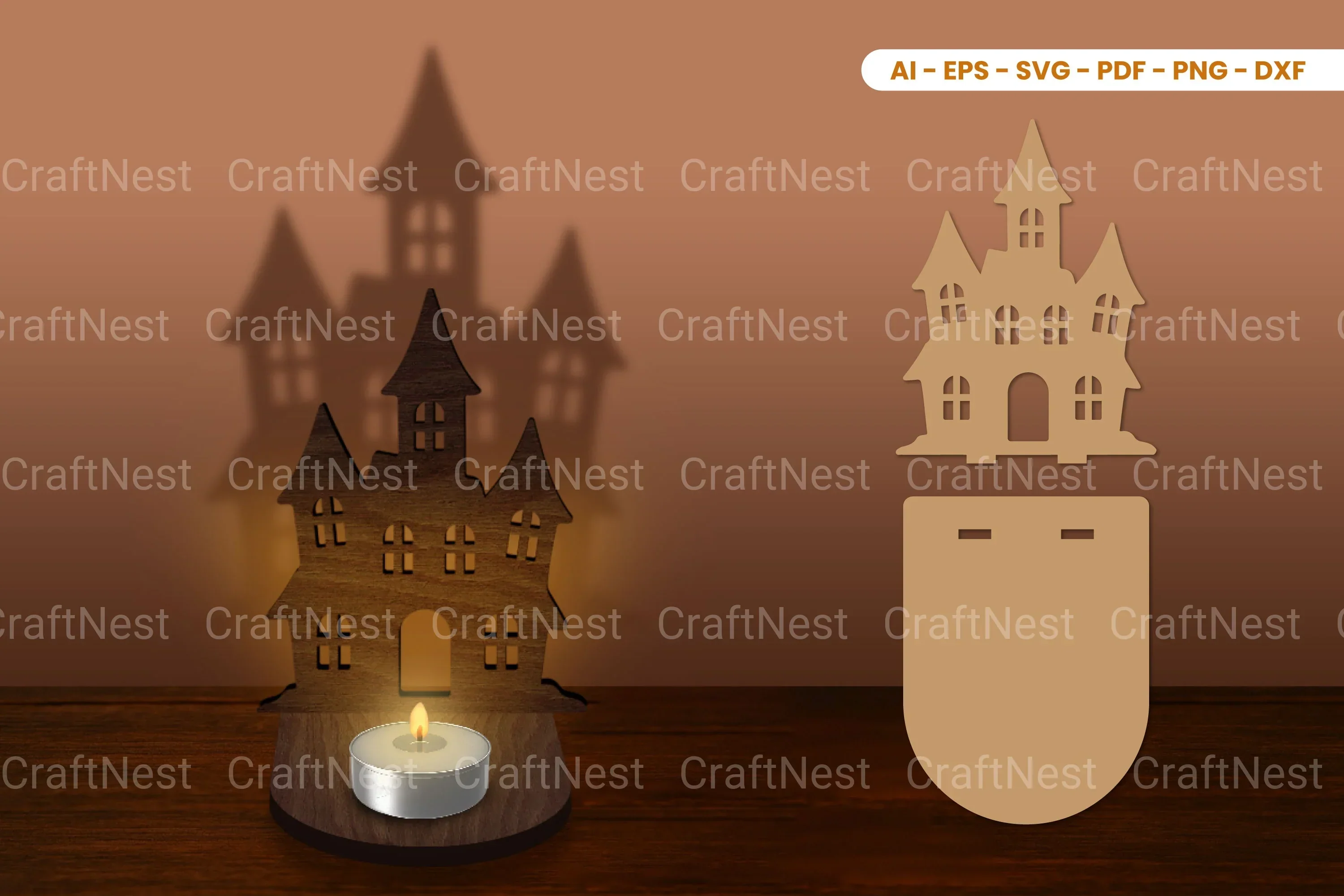 Halloween Tealight Candle Holder Laser Cut SVG Bundle