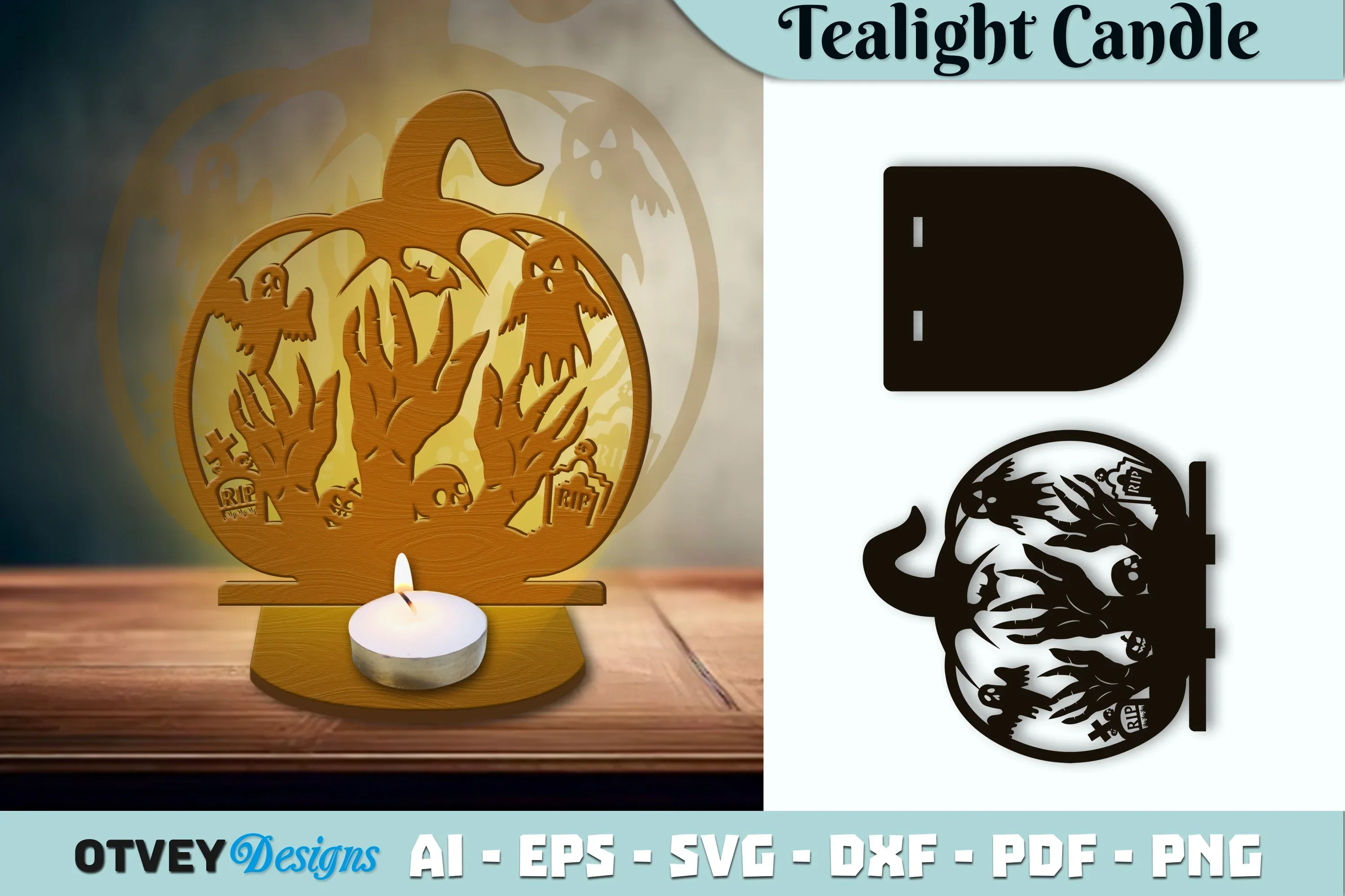 Halloween Tealight Candle Holder SVG Bundle