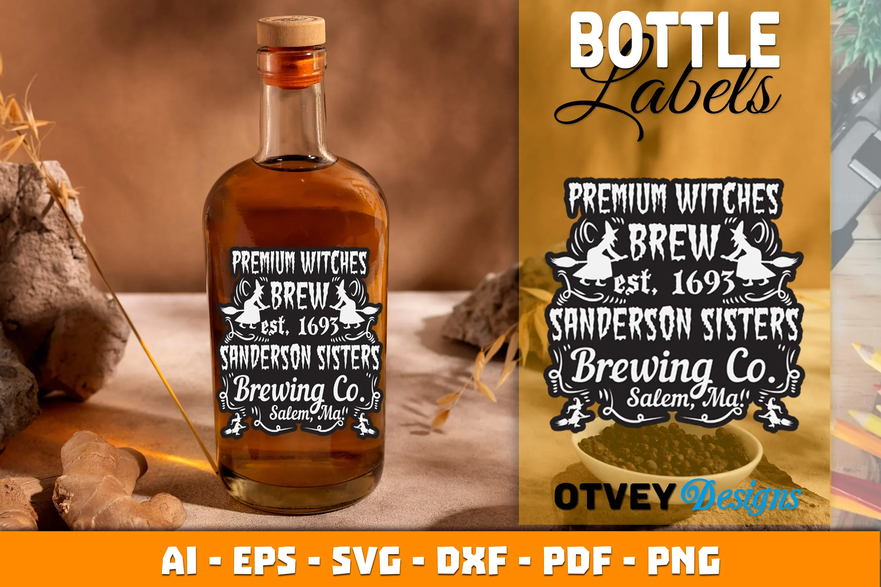 Halloween Witch Potion Bottle Labels SVG Bundle