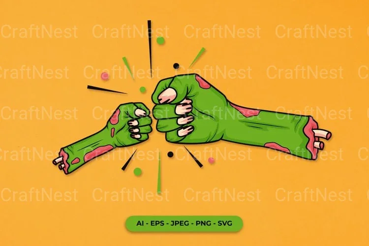 Halloween Zombie Fist Bump Clipart Bundle