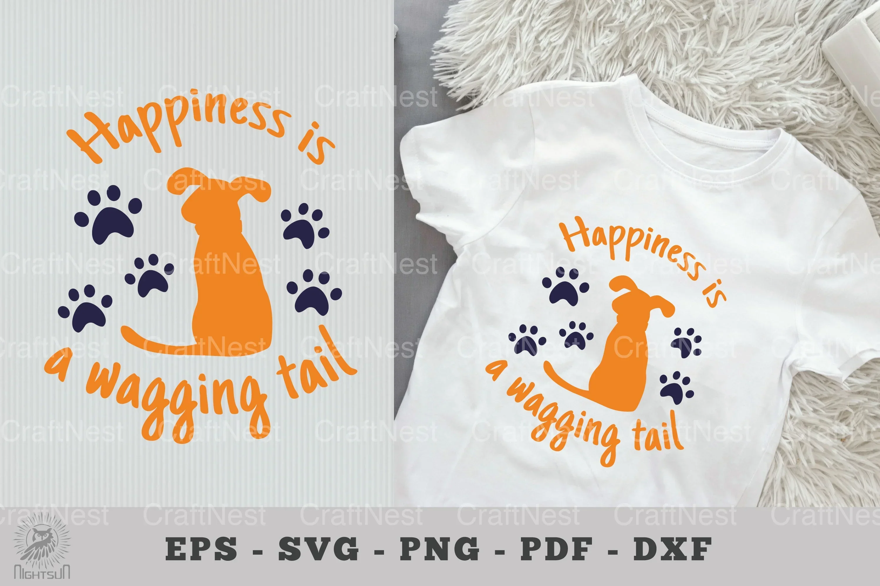 Happiness is a Wagging Tail Dog Quotes Clipart Bundle