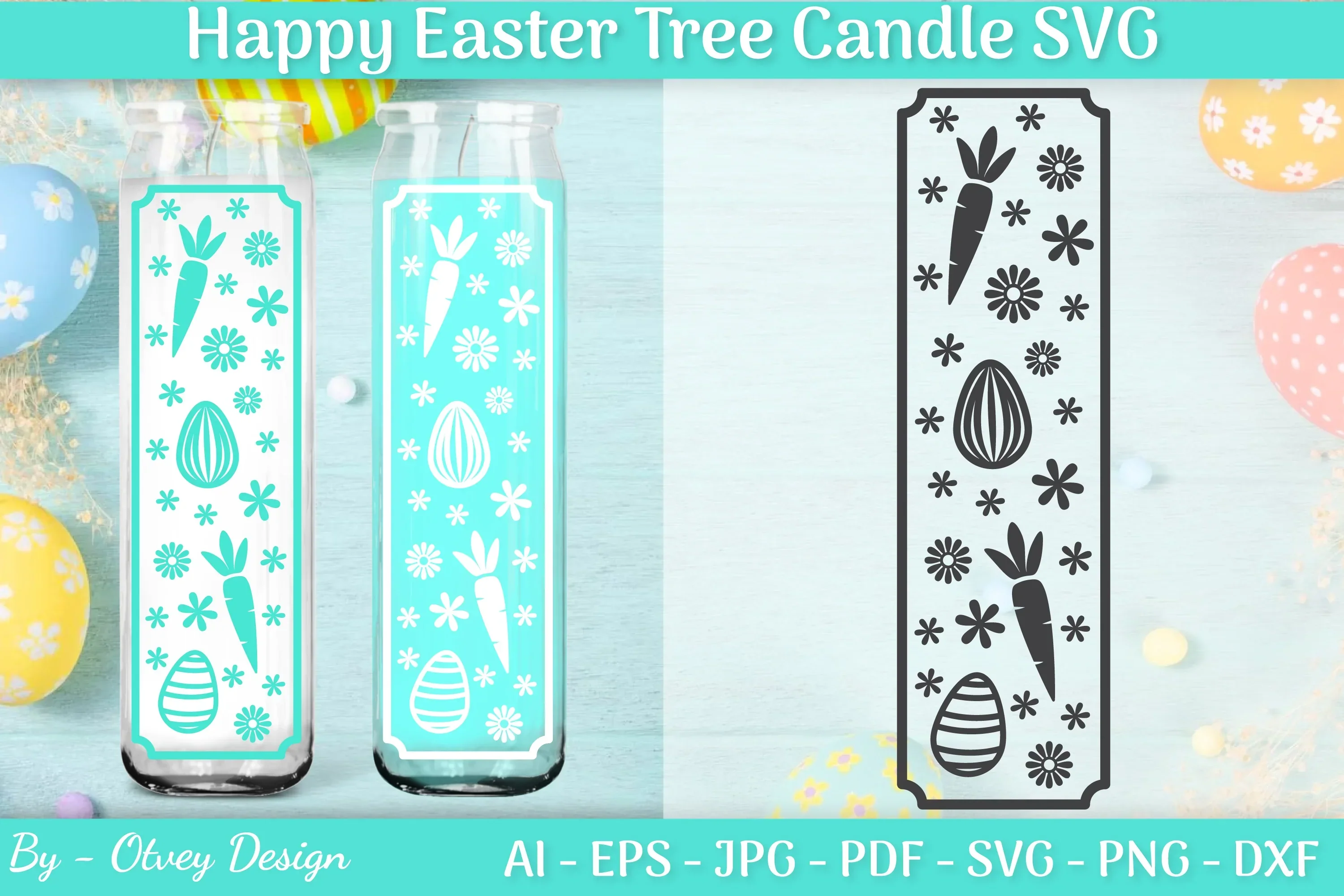 Happy Easter Candle Tree SVG Bundle